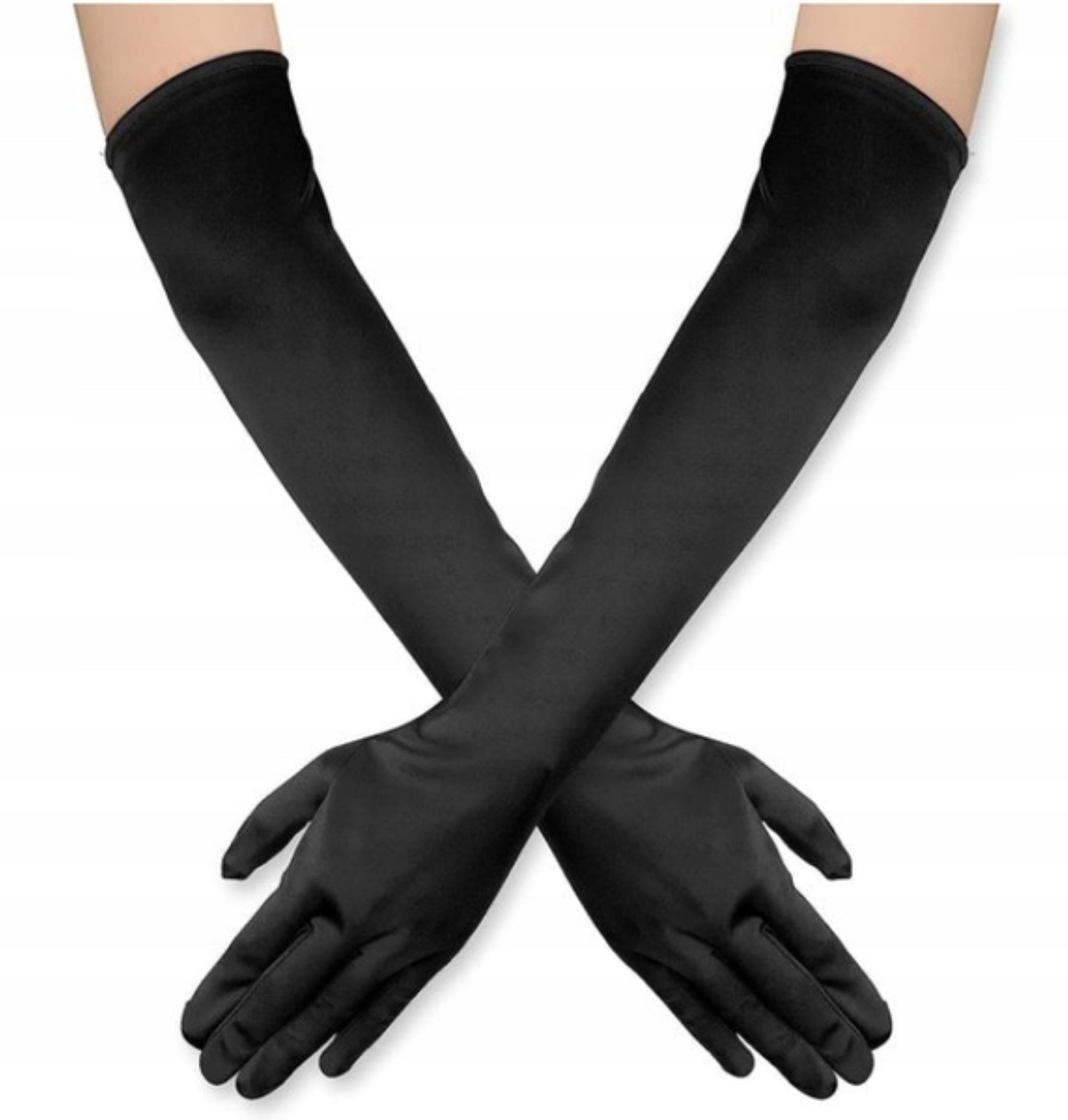 Festivalartikel Kostüm Lange schwarze Retro-Handschuhe 60 cm – Karneval und Party-Outfits.