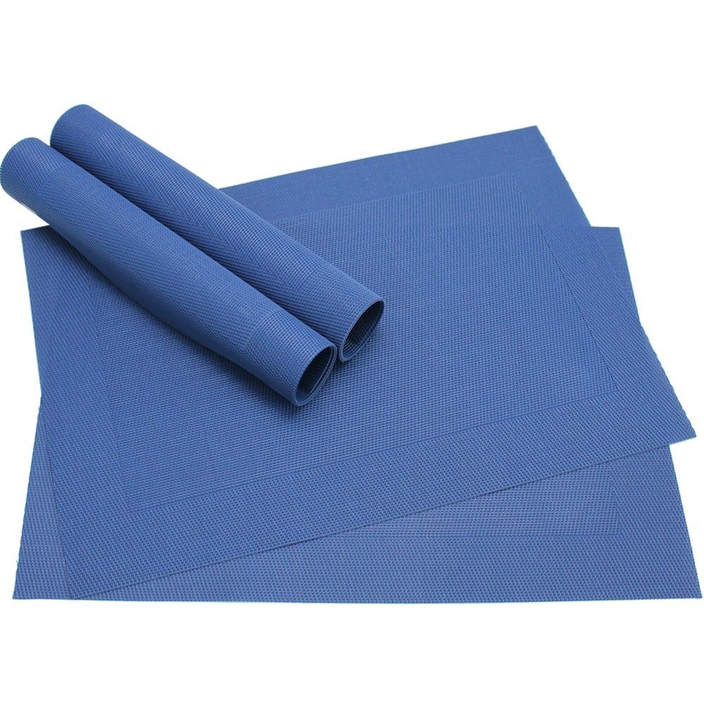 Platzset, Tischset BORDA 4er Blau Tischunterlage als Tischdeko, matches21 HOME & HOBBY, (4-St), modernes Esstisch Platzdeckchen als abwaschbarer Tischuntersetzer