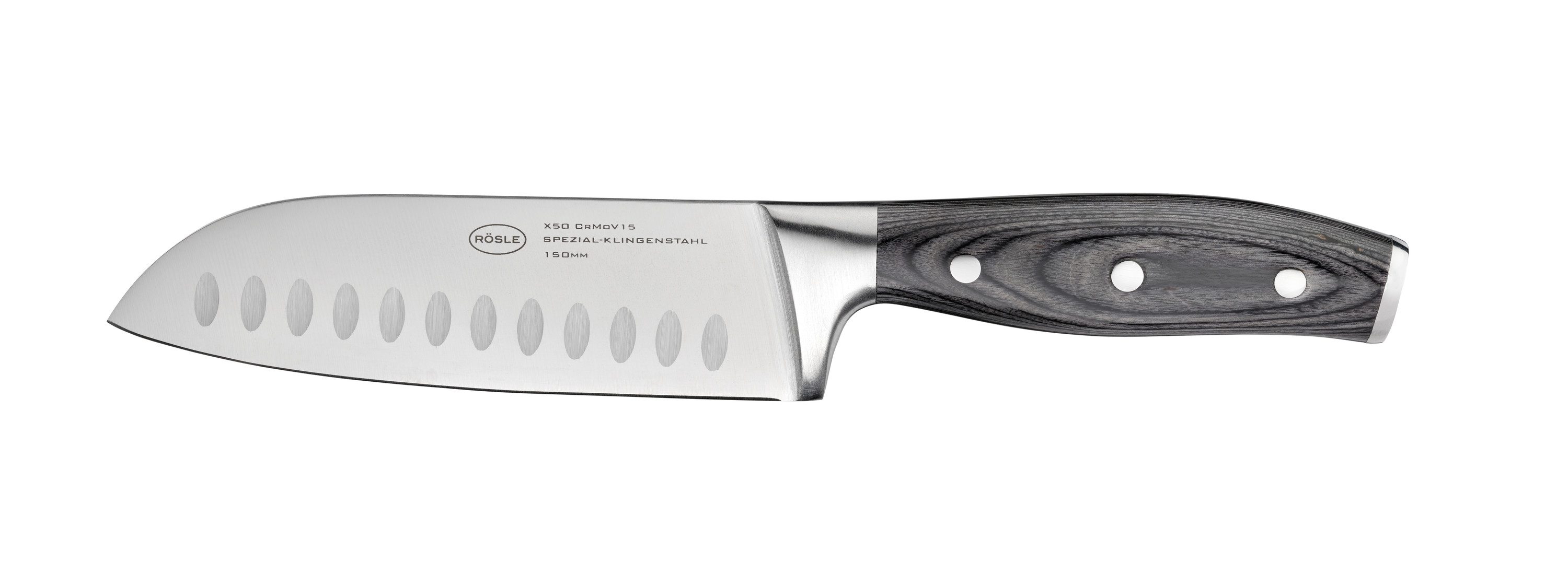 RÖSLE Santokumesser WOLFGREY, klein, 15 cm, Griff Pakka