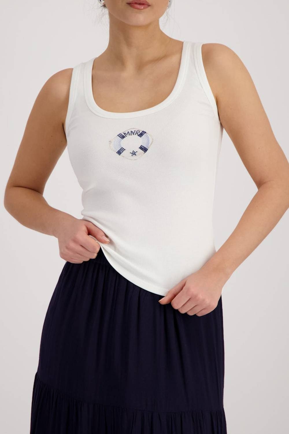 Monari Rundhalspullover 410621 weiß