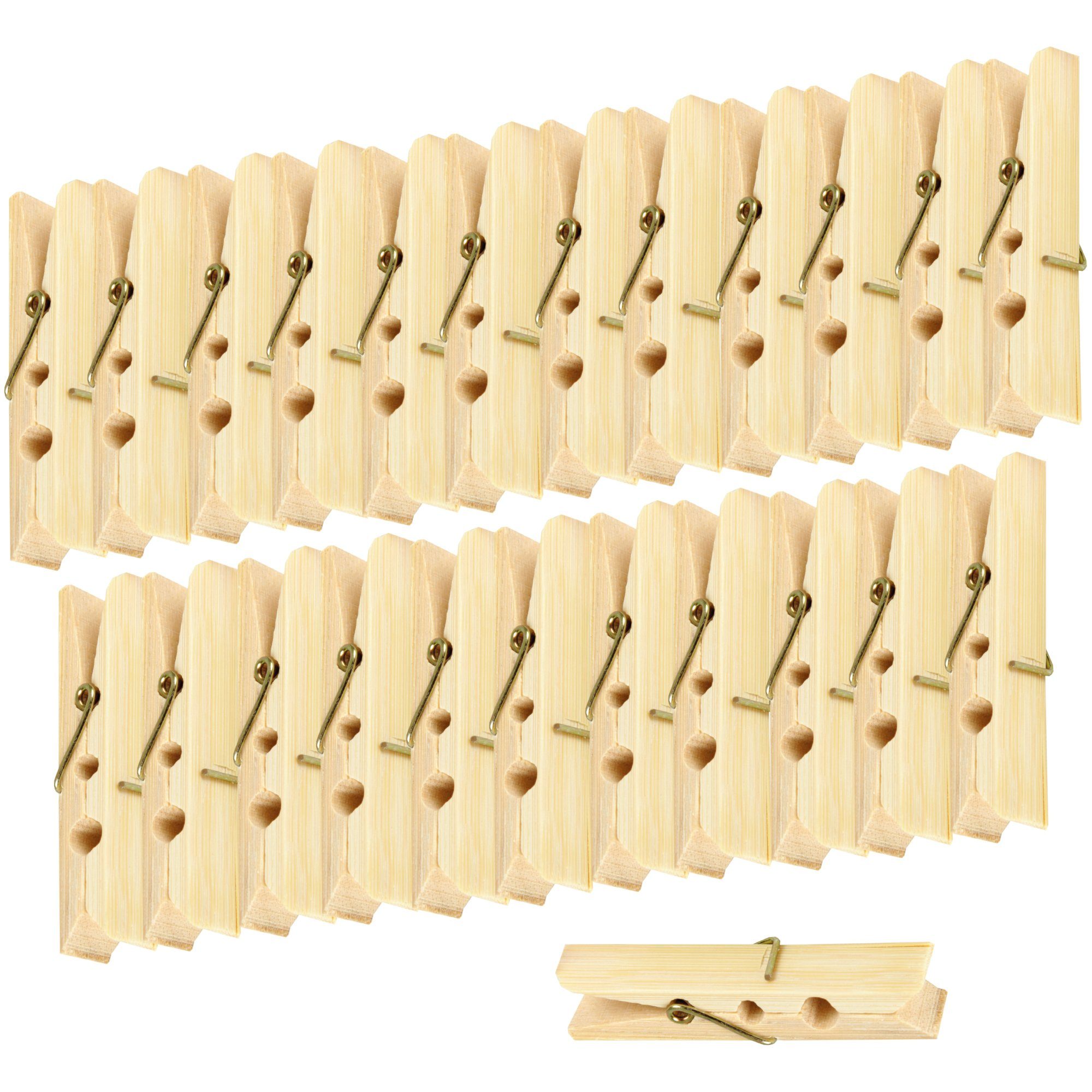 Bestlivings Wäscheklammern aus Bambus Mehrfachpack, 6 cm lang, robust, mit starker Metallfeder