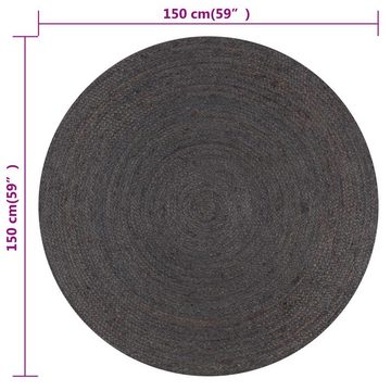 Teppich Handgefertigt Jute Rund 150 cm Dunkelgrau, furnicato, Runde