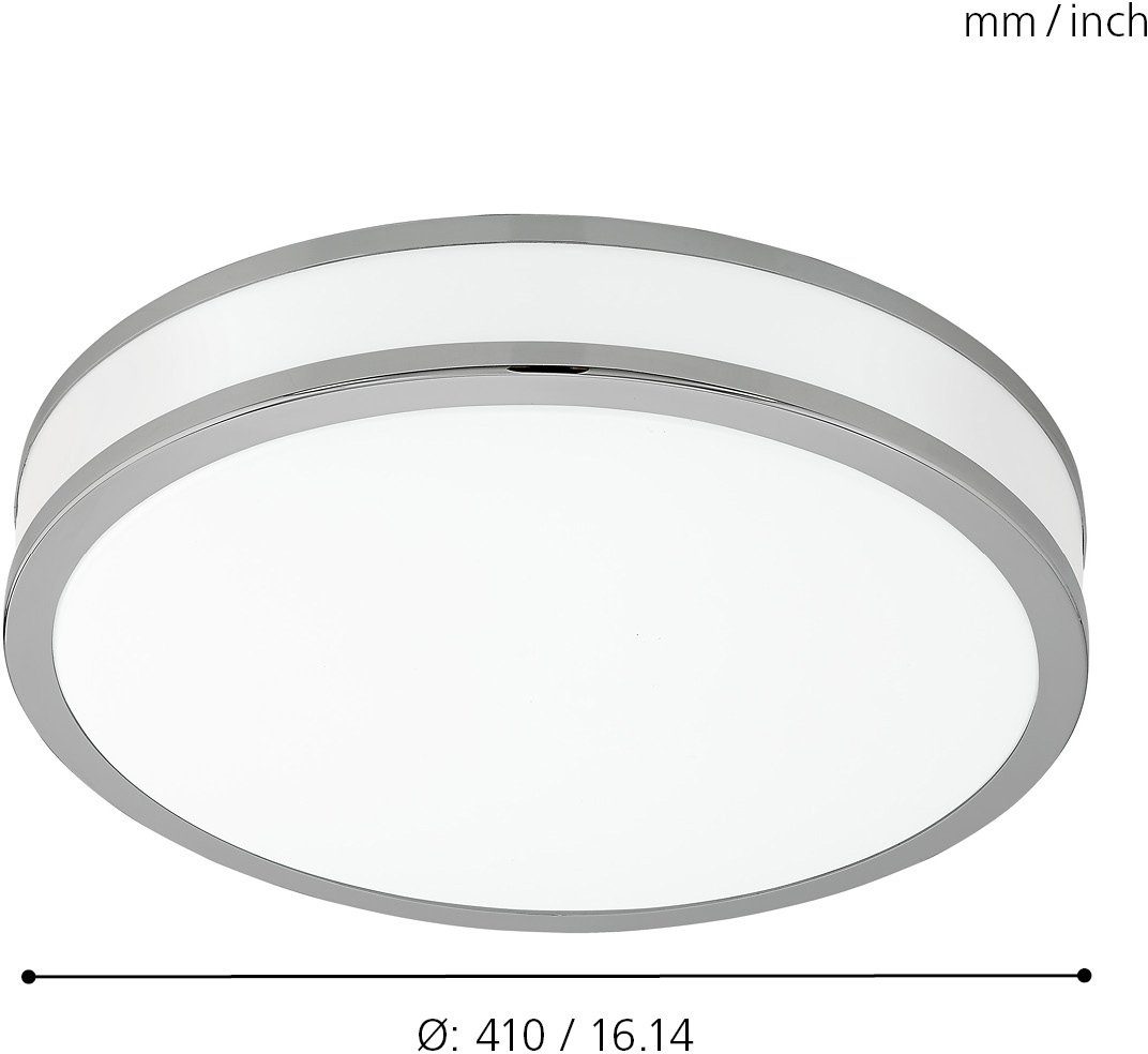EGLO Deckenleuchte PALERMO 2, weiß, Ø: 41 cm LED und fest Chrom, Farbe: Warmweiß, integriert, Stahl Deckenleuchte, Kunststoff