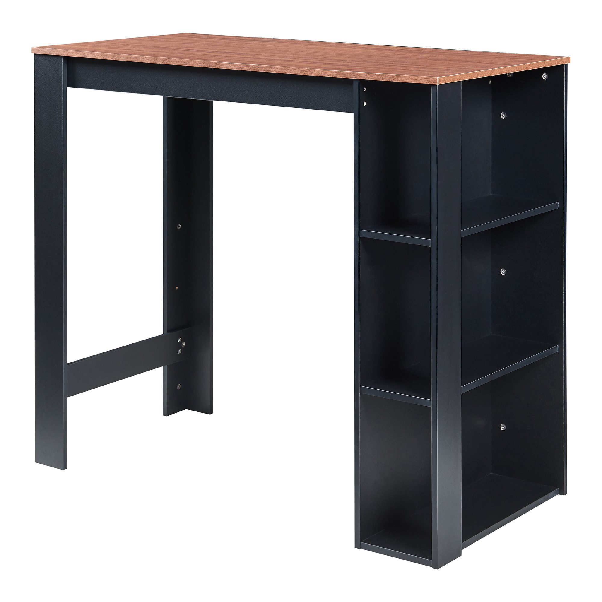 en.casa Bartisch, »Danderyd« 120x60x106 cm mit 3 Ablagefächern Schwarz/Waln günstig online kaufen