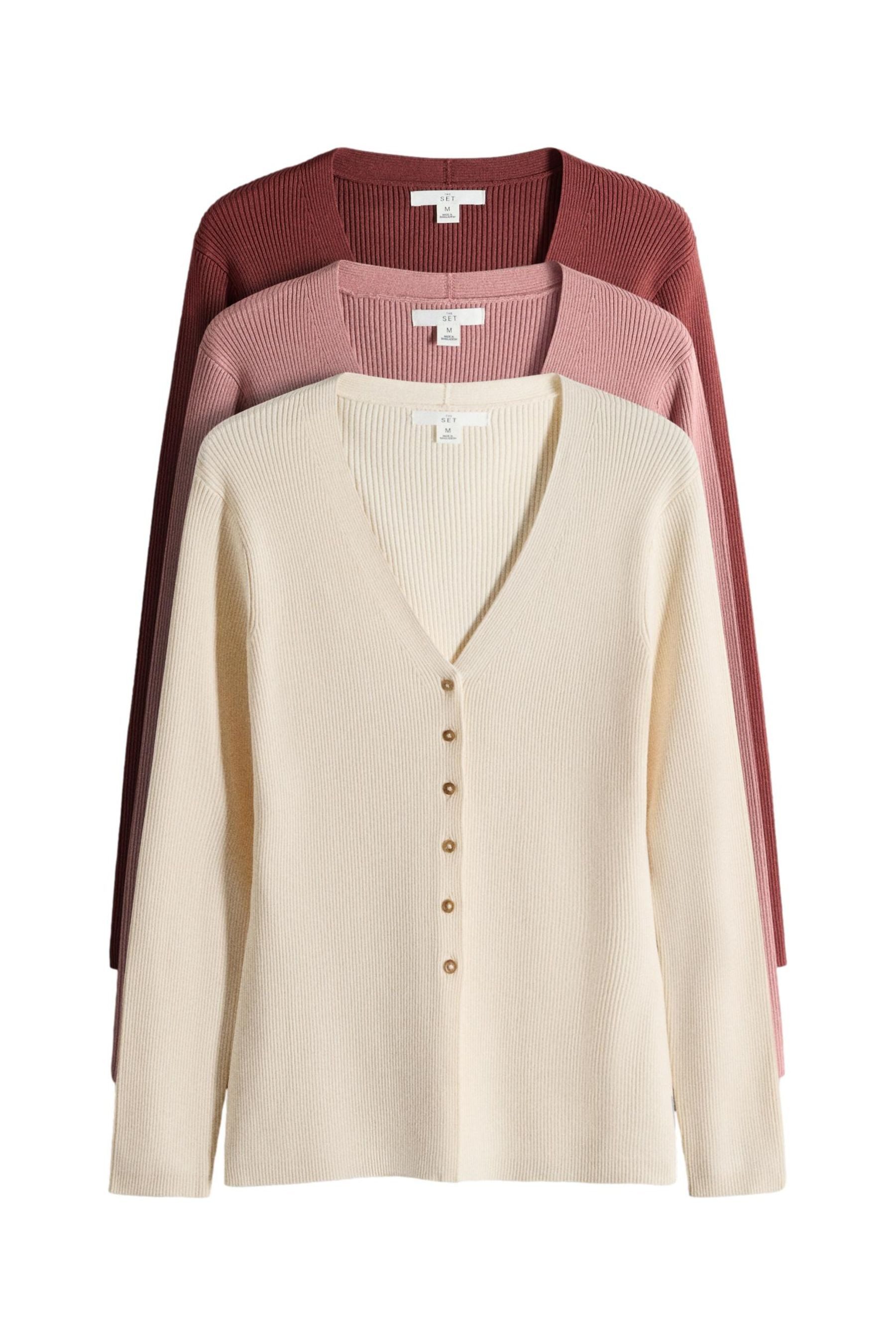 Cardigan The Set Edle, taillierte Strickjacken im 3er-Pack