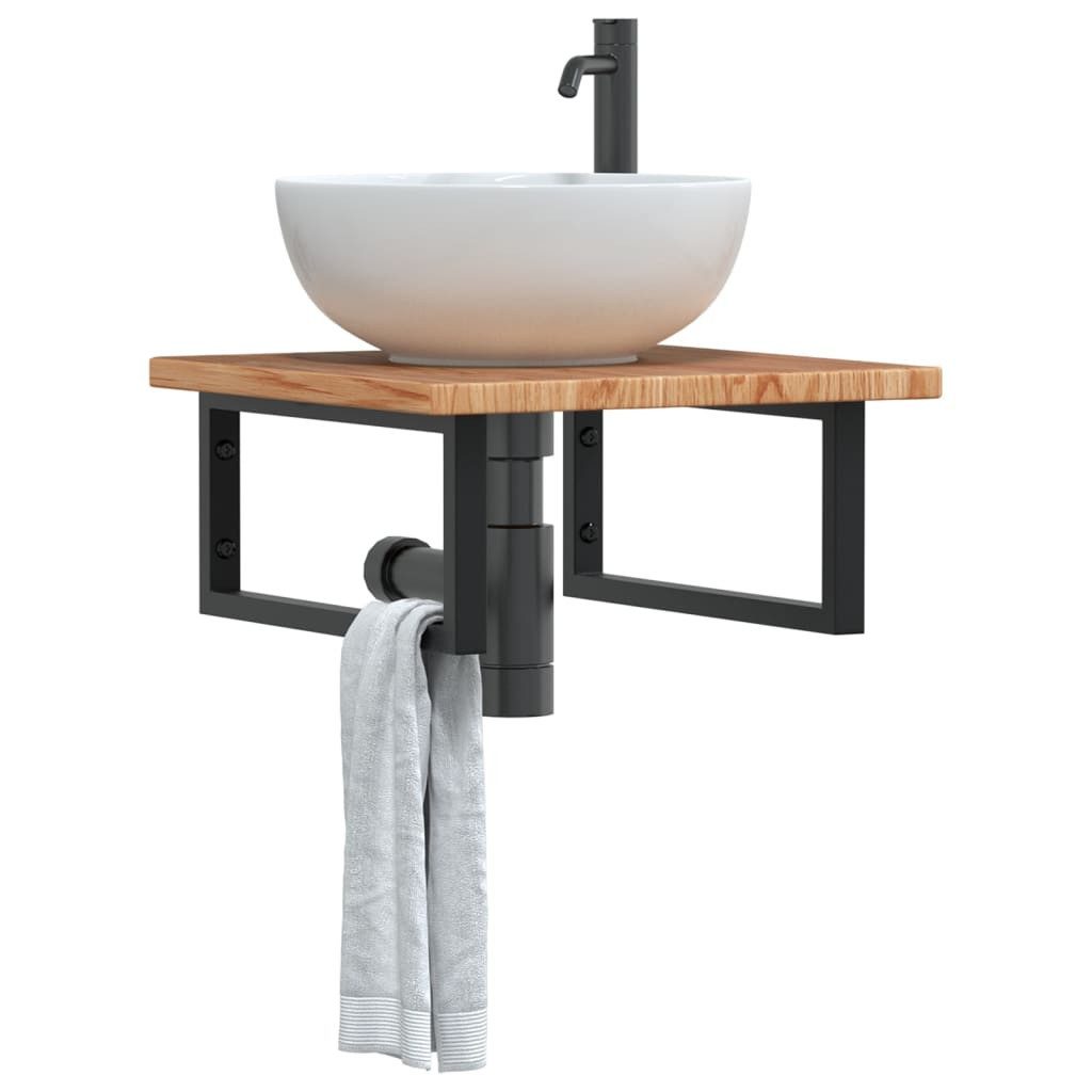 vidaXL Badezimmerspiegelschrank Waschtischplatte mit Halterung Stahl und Massivholz Eiche (1-St)