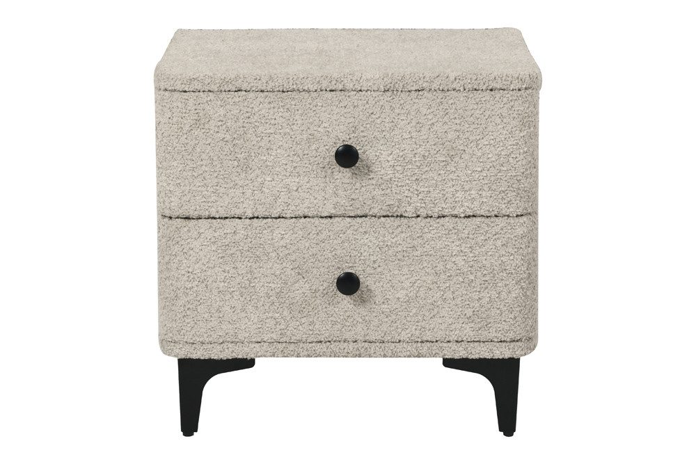 riess-ambiente Nachttisch ART DECO 45cm greige Bouclé – mit Schubladen, schwarzes Metallgestell (Einzelartikel, 1-St), moderner Look, 2 Schubladen, filigrane Be – Bild 4 von 5
