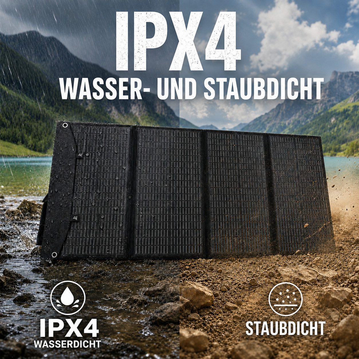 GLIESE Solarmodul 400W Faltbares Solarpanel – 36V, 4-in-1, 12,8 kg, für Camping, 400W faltbar, 36V, 4-in-1, IPX4, 12,8 kg – für Camping & Wohnmobil. – Bild 3 von 5