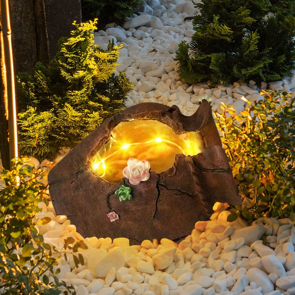 etc-shop Gartenleuchte, LED-Leuchtmittel Licht Warmweiß, Garten Solar und verbaut, Beleuchtet fest Pflanzgefäß Blumentopf für Deko Haus
