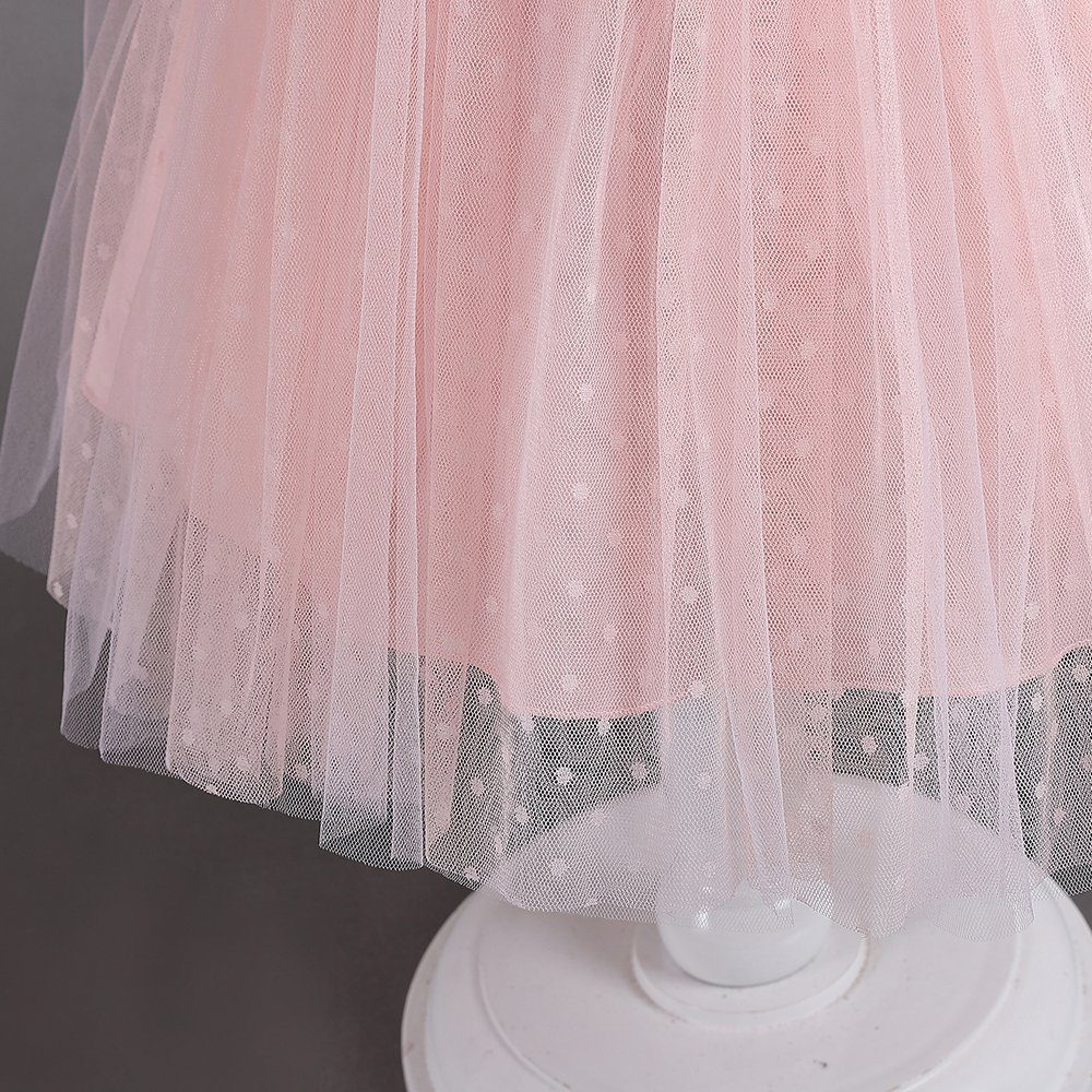 LAPA Abendkleid mit Partykleid Elegantes Saum Tüll Puffärmel Kleid Mädchen A-Linie für