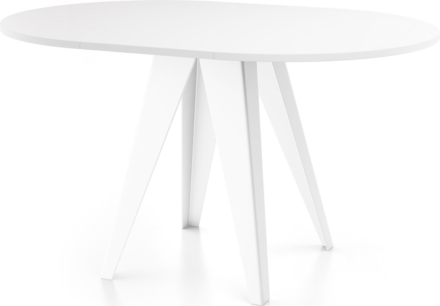 WFL GROUP Esstisch Griffin ausziehbar rund industrial mit weißen Metallgestell (MADE IN EU, erhältlich in zwei Größen – 90/100 cm, ausziehbar auf 130/140 cm), platzsparender Tisch für kleine Küche, Esszimmer oder Wohnzimmer