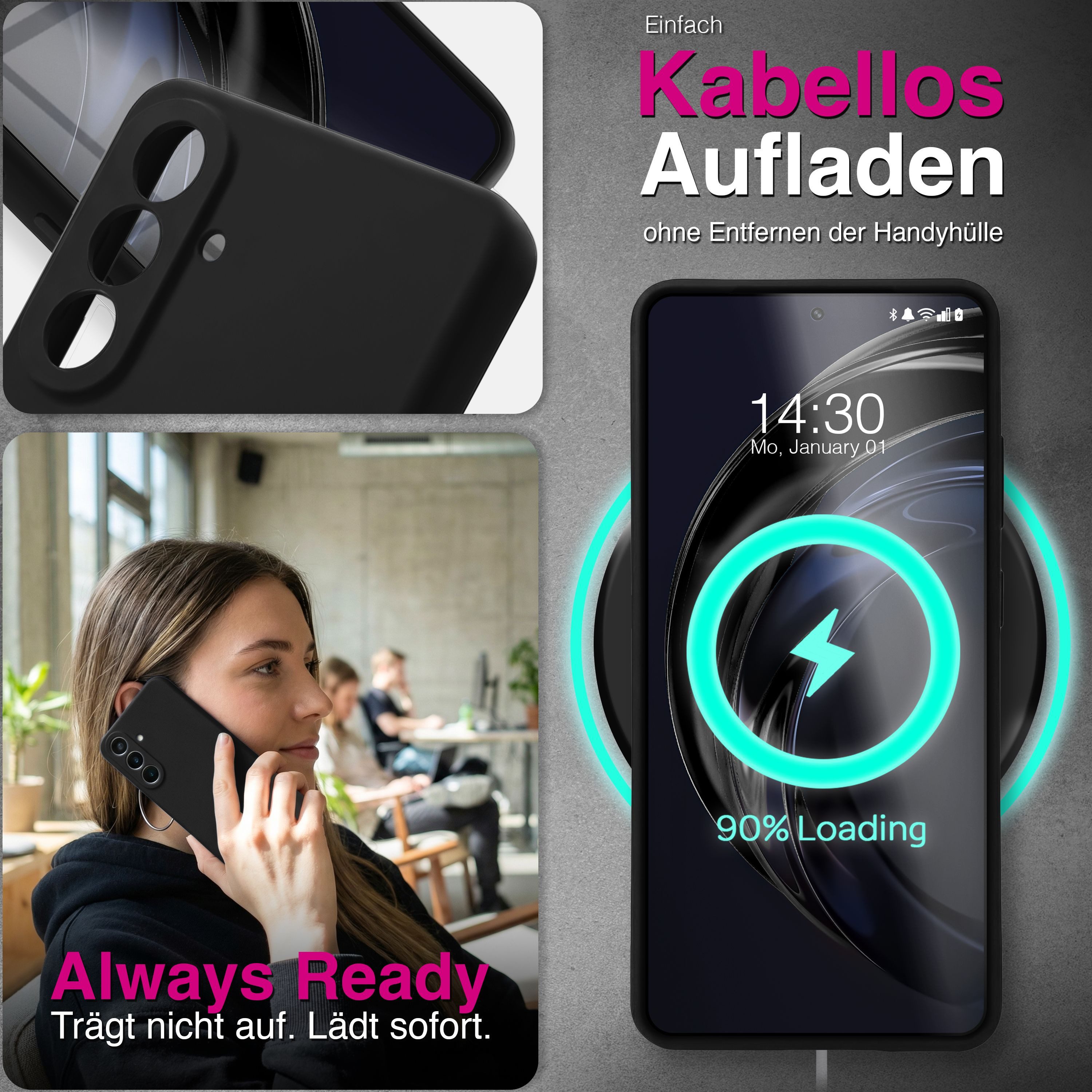 Nalia Smartphone-Hülle Samsung Galaxy A57, PHOENIX Case - Liquid Silikon, Mikrofaser & Kameraschutz