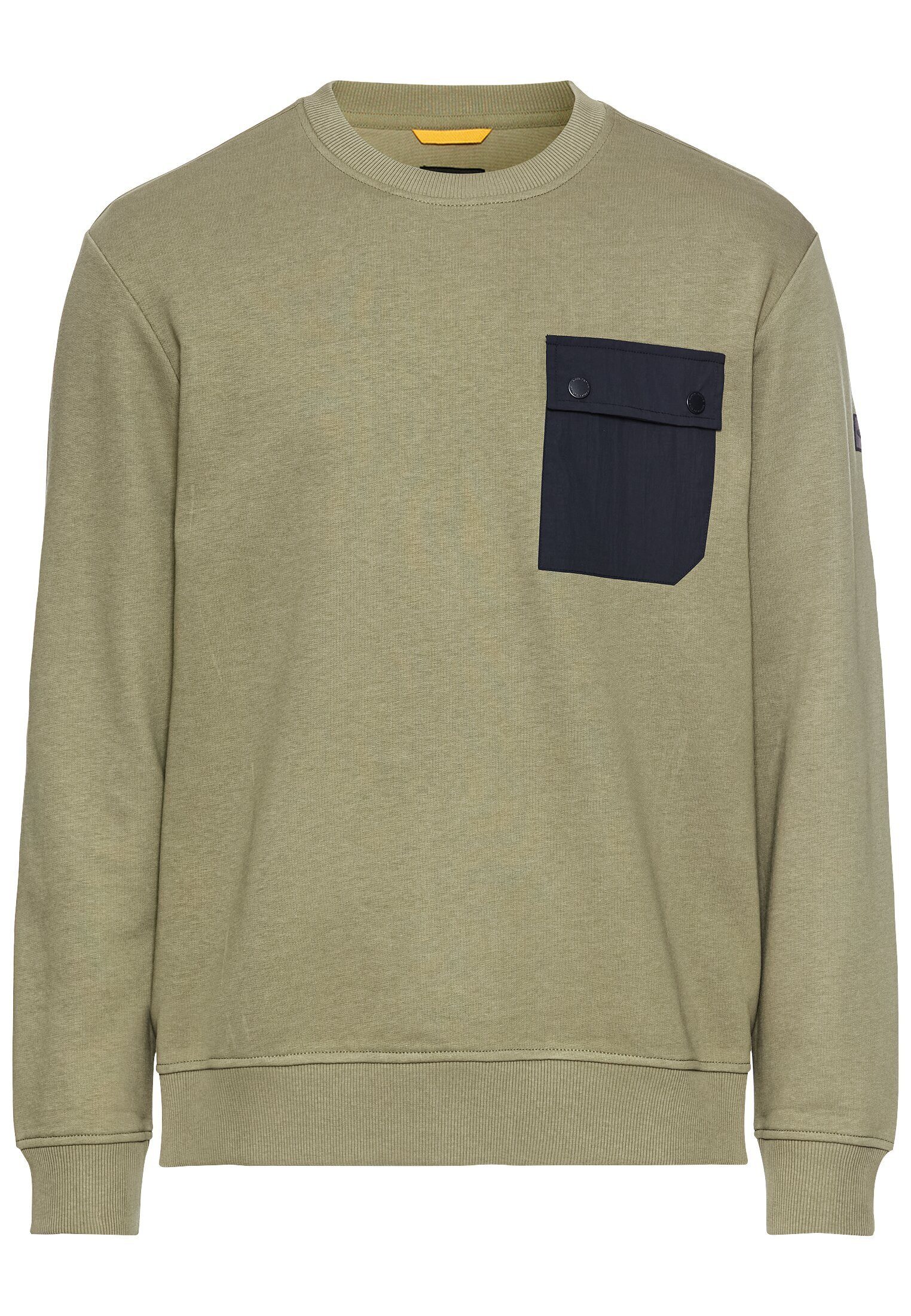 camel active Sweatshirt mit Kontrasttasche Langarm Rundhals