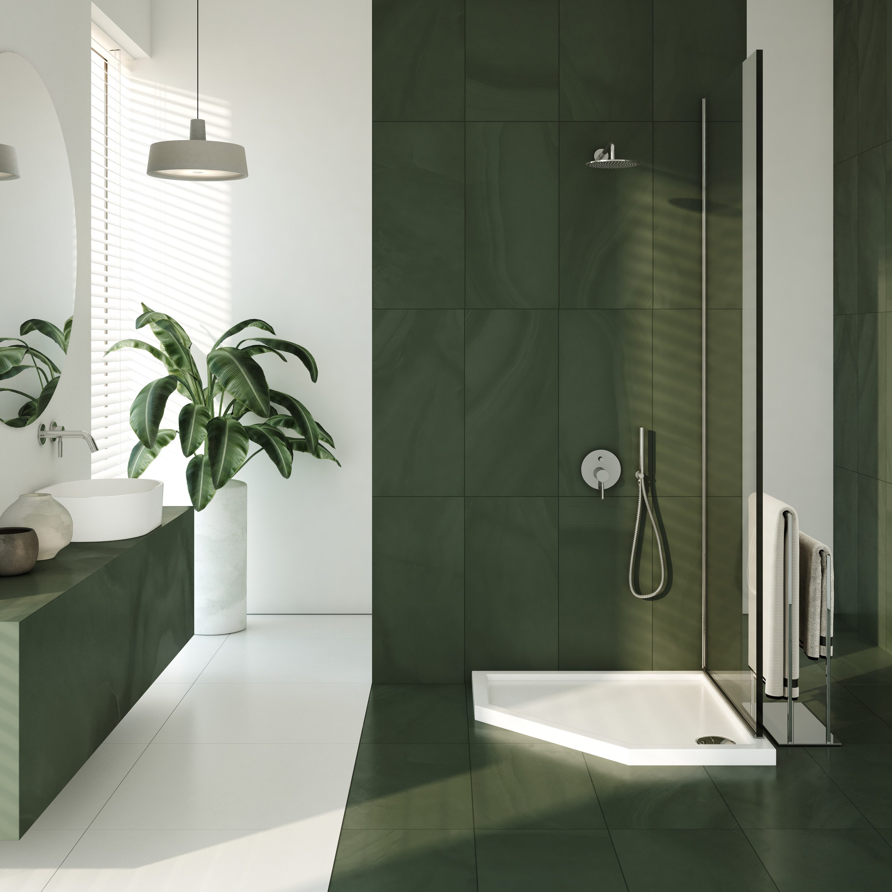 Aquabad® Duschwanne BASIC Smooth White, Fünfeck, Acryl, 1-St., Duschwanne, 80x80 cm