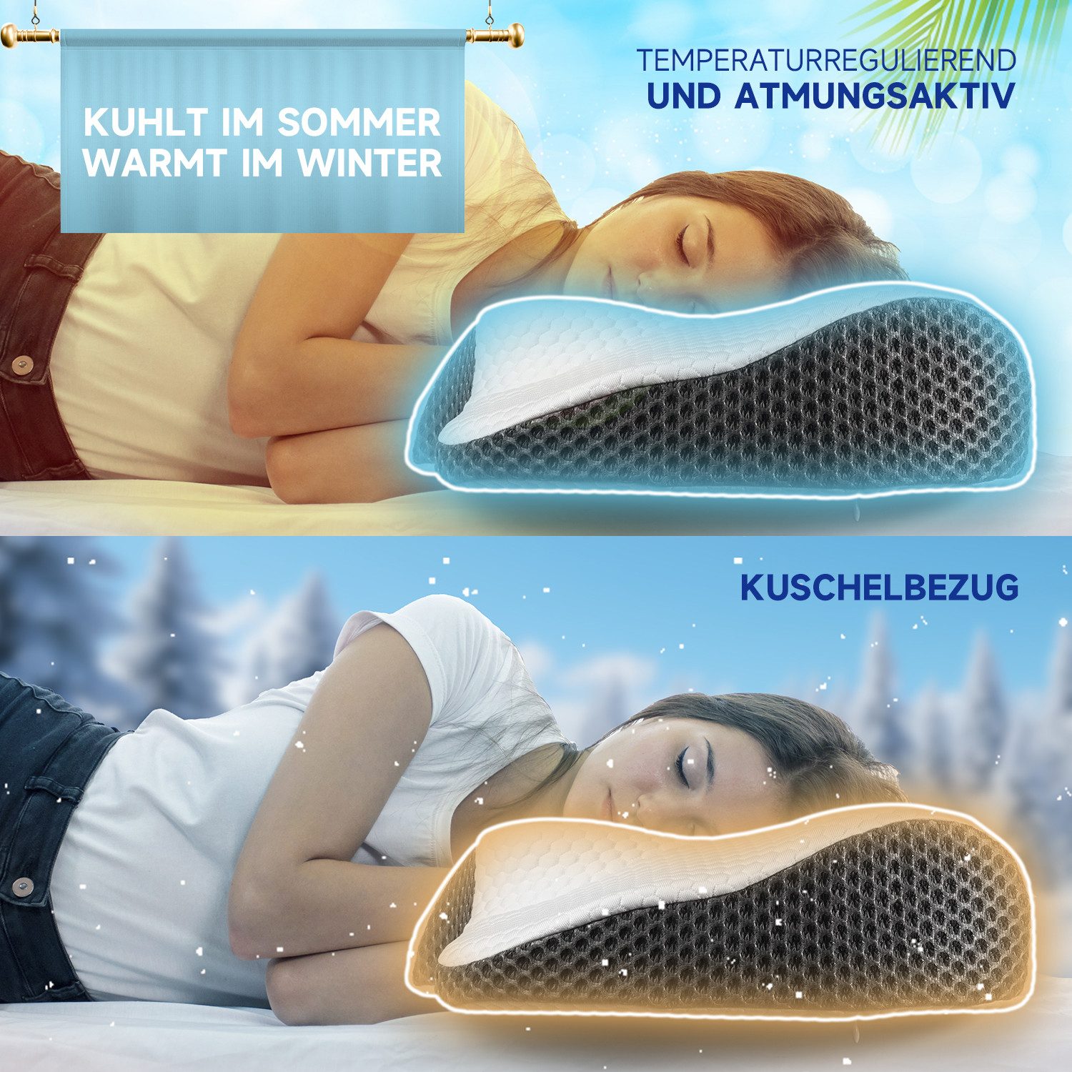 Esun Kopfkissen Orthopädisches Kissen, Kopfkissen Nackenschmerzen günstig online kaufen
