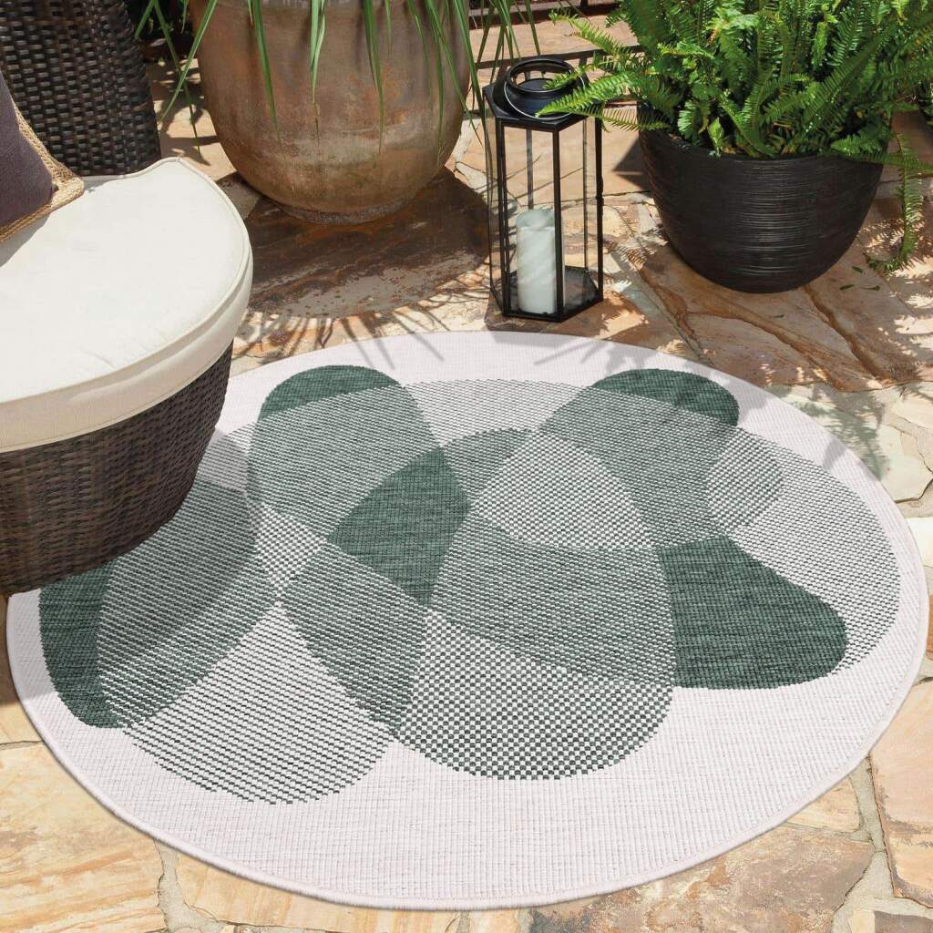 Outdoorteppich DUO RUG 5835, Carpet City, rund, Höhe: 5 mm, Wendeteppich Wetterfest In- & Outdoor, Balkon, Terrasse, Wohnzimmer