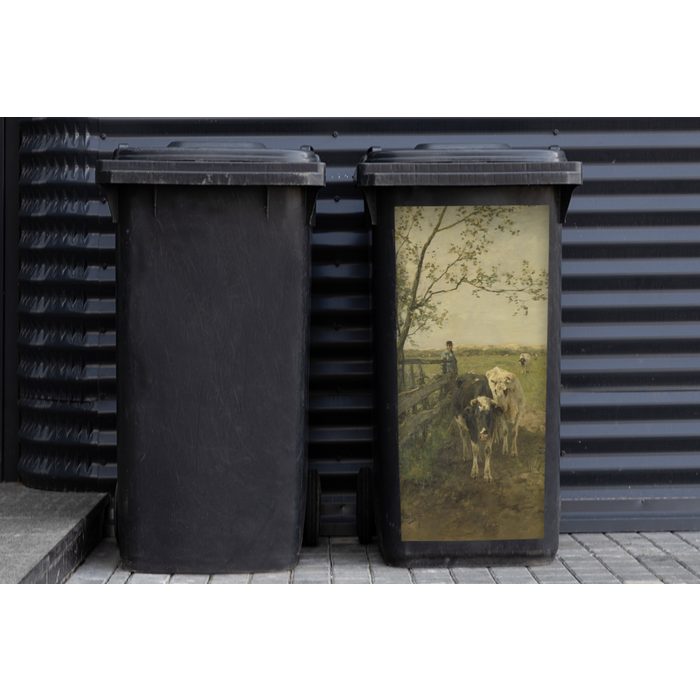 MuchoWow Wandsticker Der Milchwagen - Gemälde von Anton Mauve (1 St) Mülleimer-aufkleber Mülltonne Sticker Container Abfalbehälter