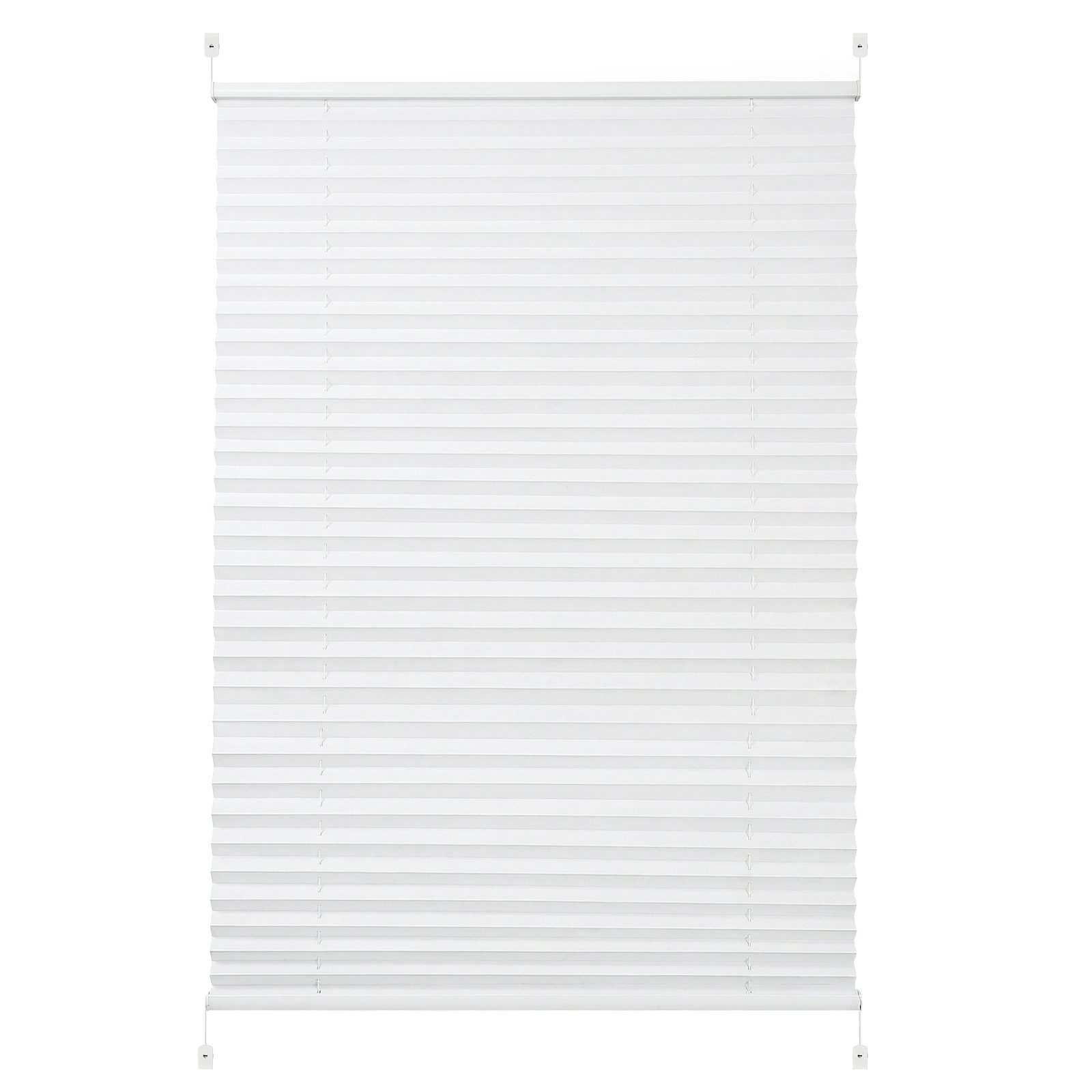 Sekey Plissee Plissee ohne Bohren – Klemmfix Fenster Plissee verstellbarer Spannung, freihängend, Klemmfix, 4 Schnurspanner zur Anpassung, verstärkten 1,5 cm Alu-Schiene, Weiß