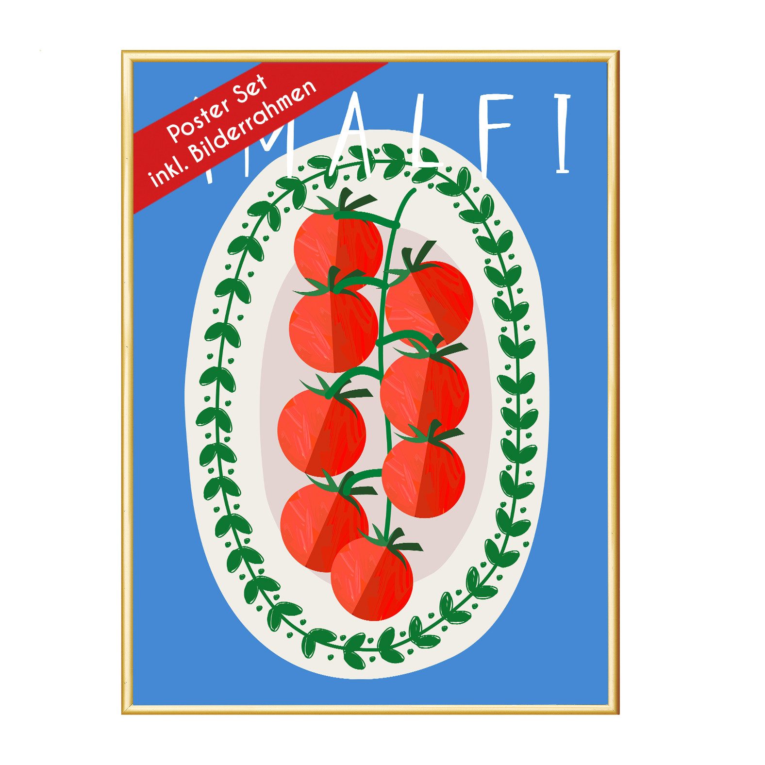 Wackadoo Living Bild mit Rahmen Плакат mit eleganten italienischen Motiven & Изображенияrahmen mit Glas, (Motive: Italienisches Essen, Изображенияrahmen aus Holz oder Kunststoff), kreative Wandbilder, Wanddeko, Художественные репродукции, weitere Motive & Größen