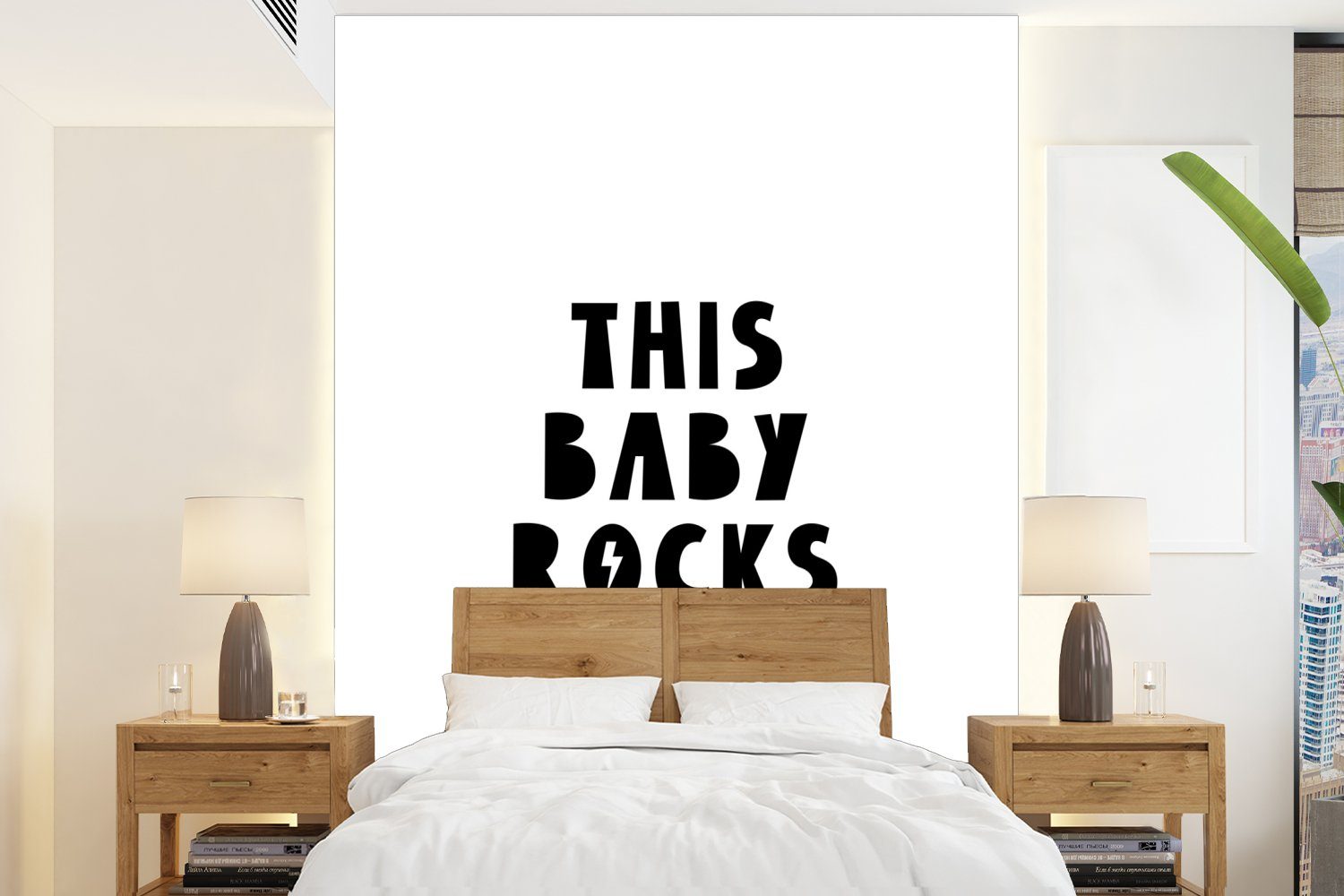 MuchoWow Fototapete Zitate - Dieses Baby rockt - Baby - Kinder - Sprichwörter, Matt, bedruckt, (4 St), Montagefertig Vinyl Tapete für Wohnzimmer, Wandtapete
