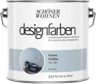 SCHÖNER WOHNEN-Kollektion Wandfarbe »Designfarben«, 2,5 Liter, Klares Eisblau Nr. 24, hochdeckende Premium-Wandfarbe