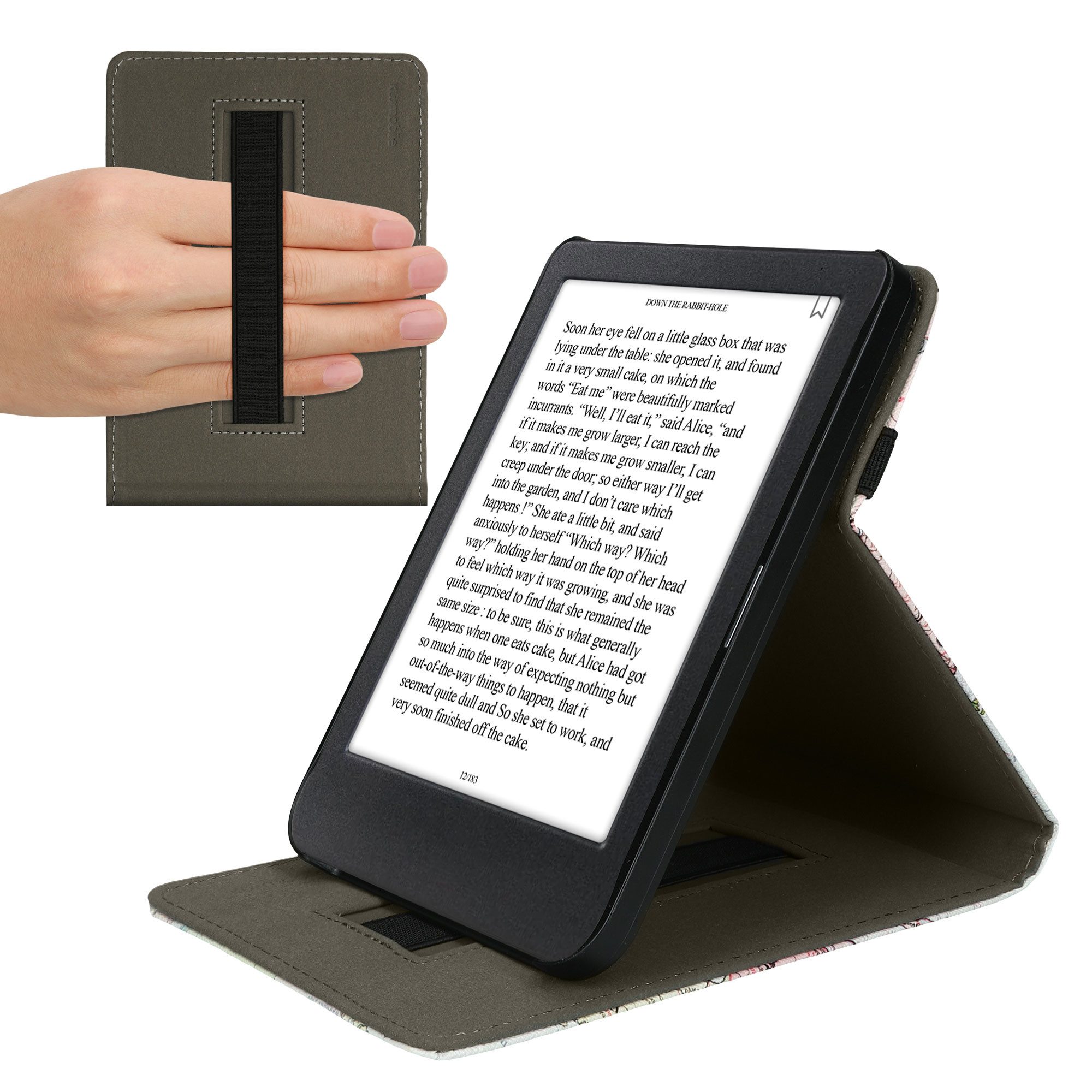 kwmobile E-Reader-Hülle Hülle für Kobo Clara BW / Clara Colour / Tolino Shine (5) / Shine, Schlaufe Ständer - e-Reader Schutzhülle - Flip Cover Case