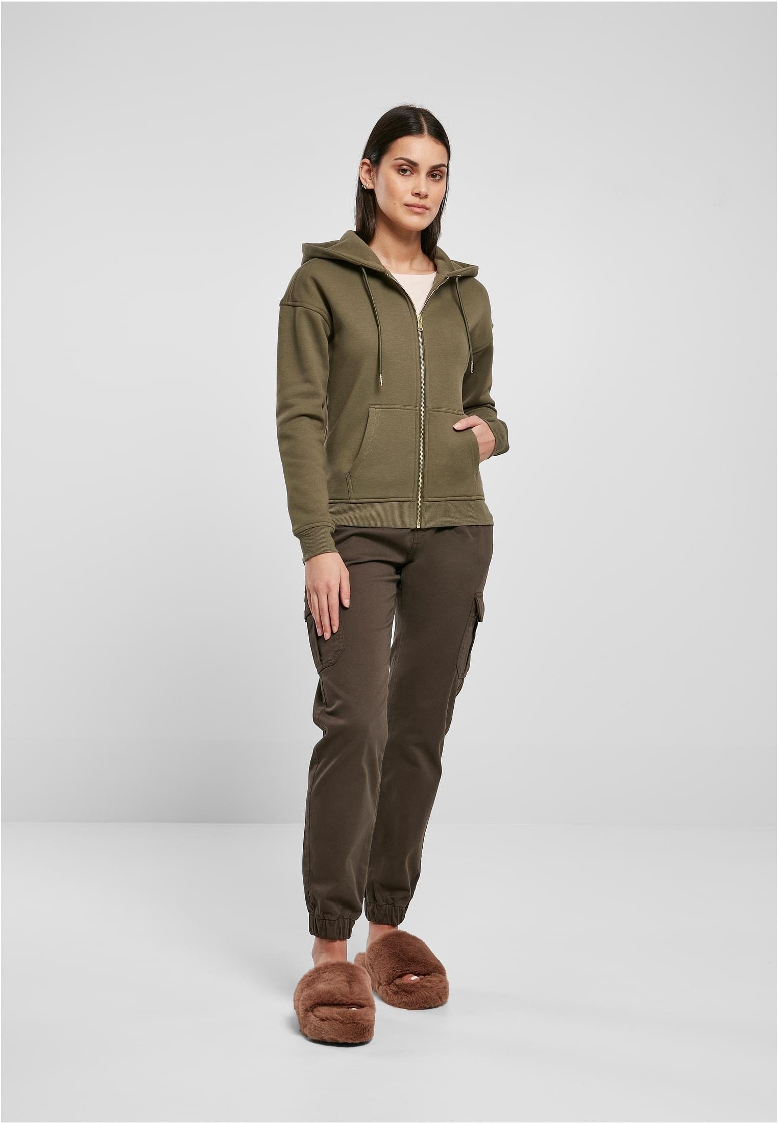 Damen Hoody Zip Classic olive (1-tlg) URBAN Ladies Sweatjacke CLASSICS