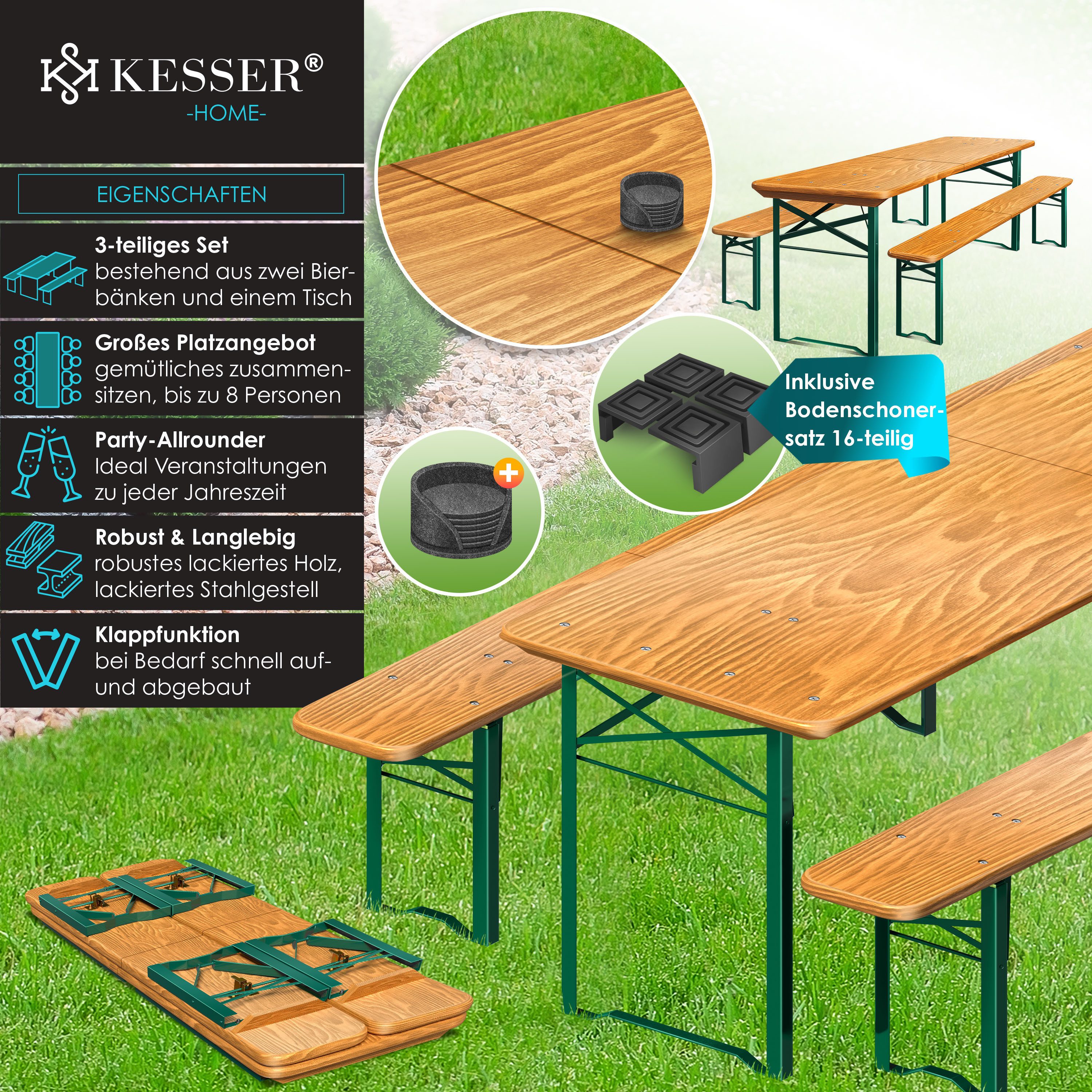 KESSER Bierzeltgarnitur, Bierzeltgarnitur teilig Gartenmöbel-Set Klappbar günstig online kaufen