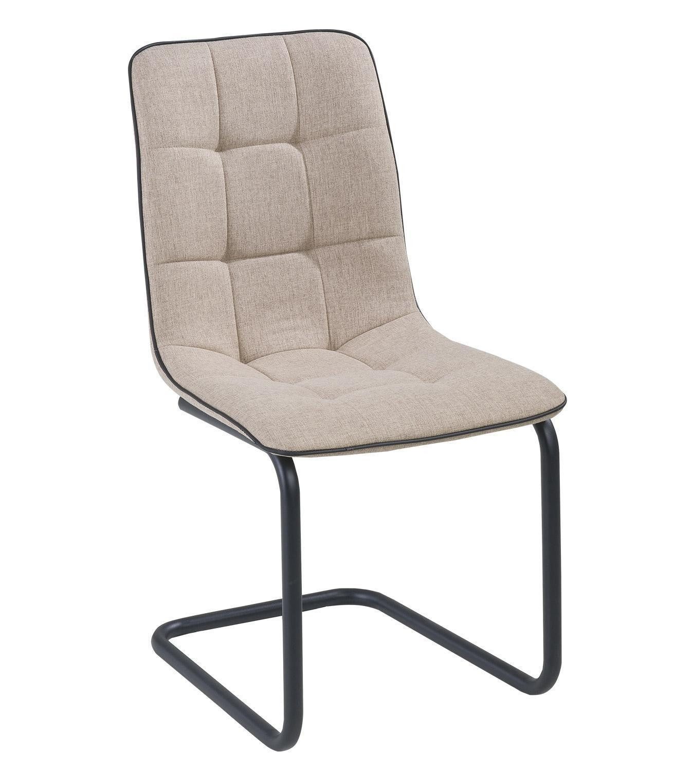Home4You Freischwinger Schwingstuhl, Braun, Schwarz, Webstoff, Metall, (1 St), mit Keder