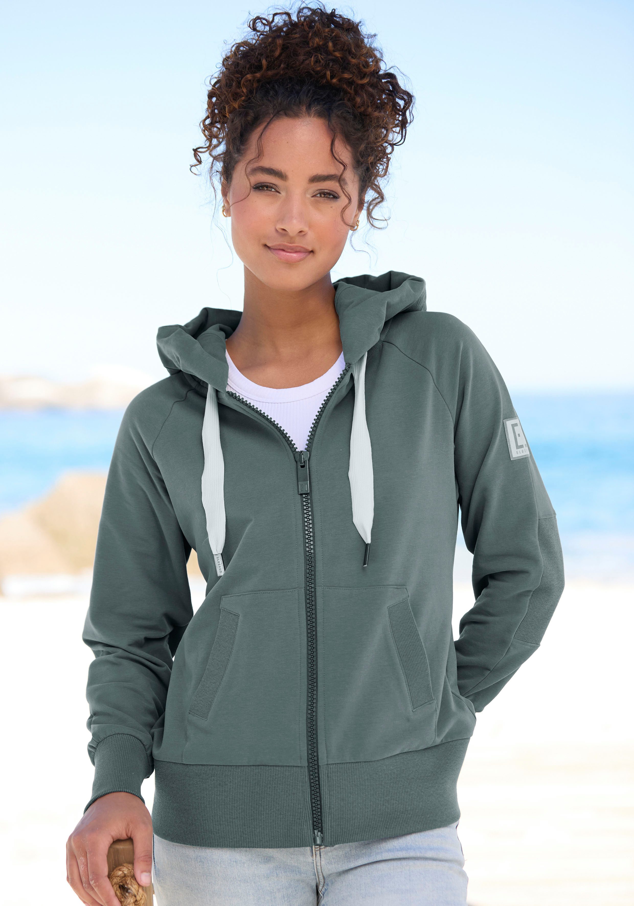 Elbsand Kapuzensweatjacke Kelda mit Logo-Stickerei an günstig online kaufen