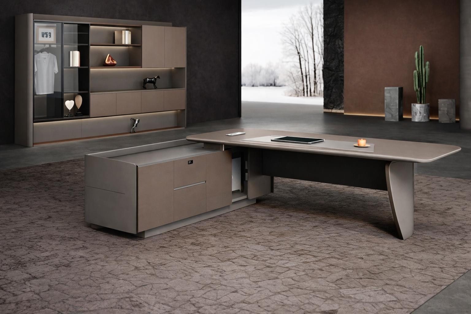 JVmoebel Büromöbel-Set Modernes Büromöbel-Set – Chefschreibtisch und Büroschrank im Stil, Made in Europa