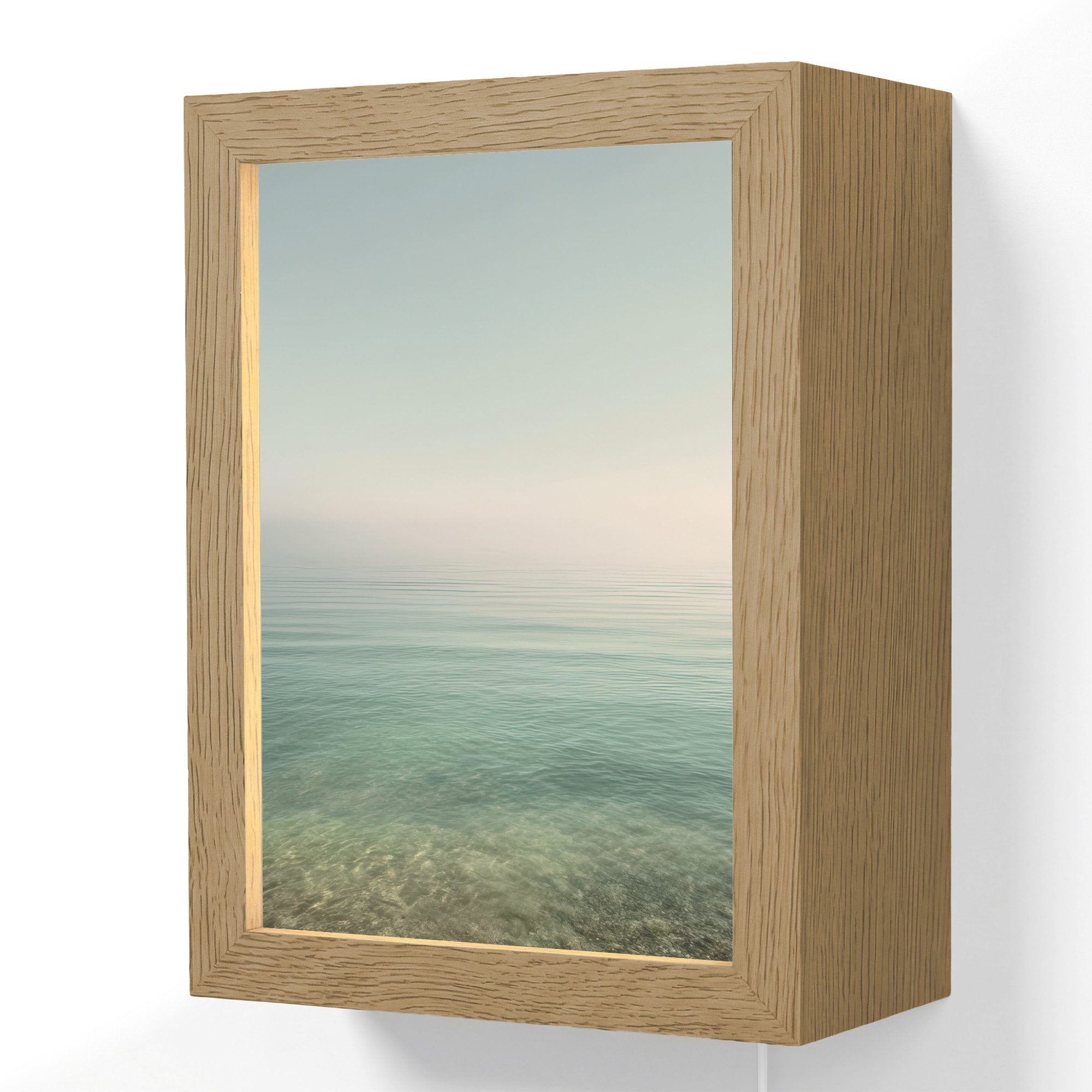 OnlyWow Wandleuchte Lightbox Zee - Horizon - Blauw - Mist, Dimmbar, Farbwechsel, LED, Warmweiß, Kaltweiß, Neutralweiß Einstellbar, Wandlampe Innen, Dimmbar, mit Kabel, LED, Beleuchtung, Wohnzimmer