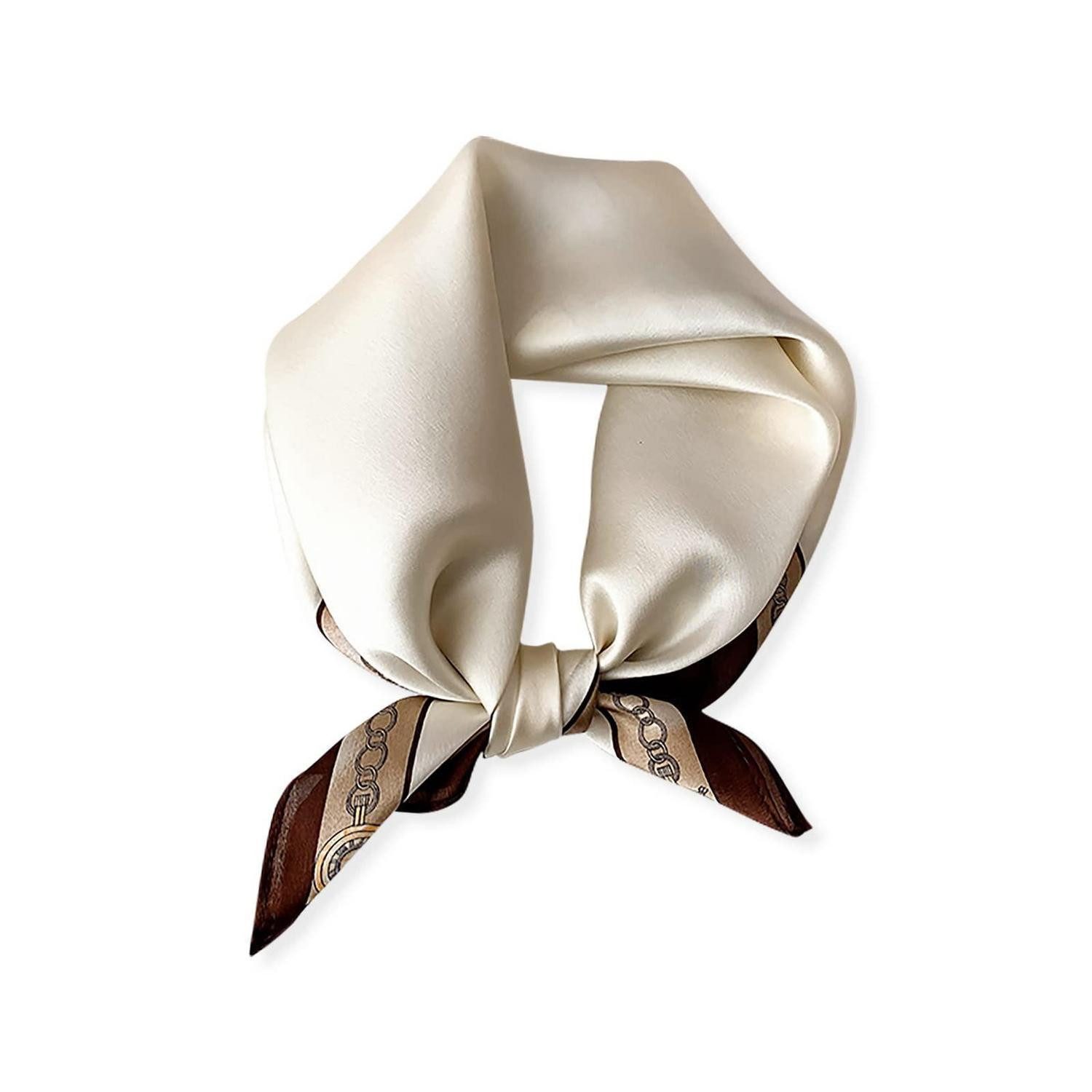 LuxusKollektion Seidenschal Seidenschal Damen Quadratisch Kette Gedruckt Retro Weiß, (1-St)