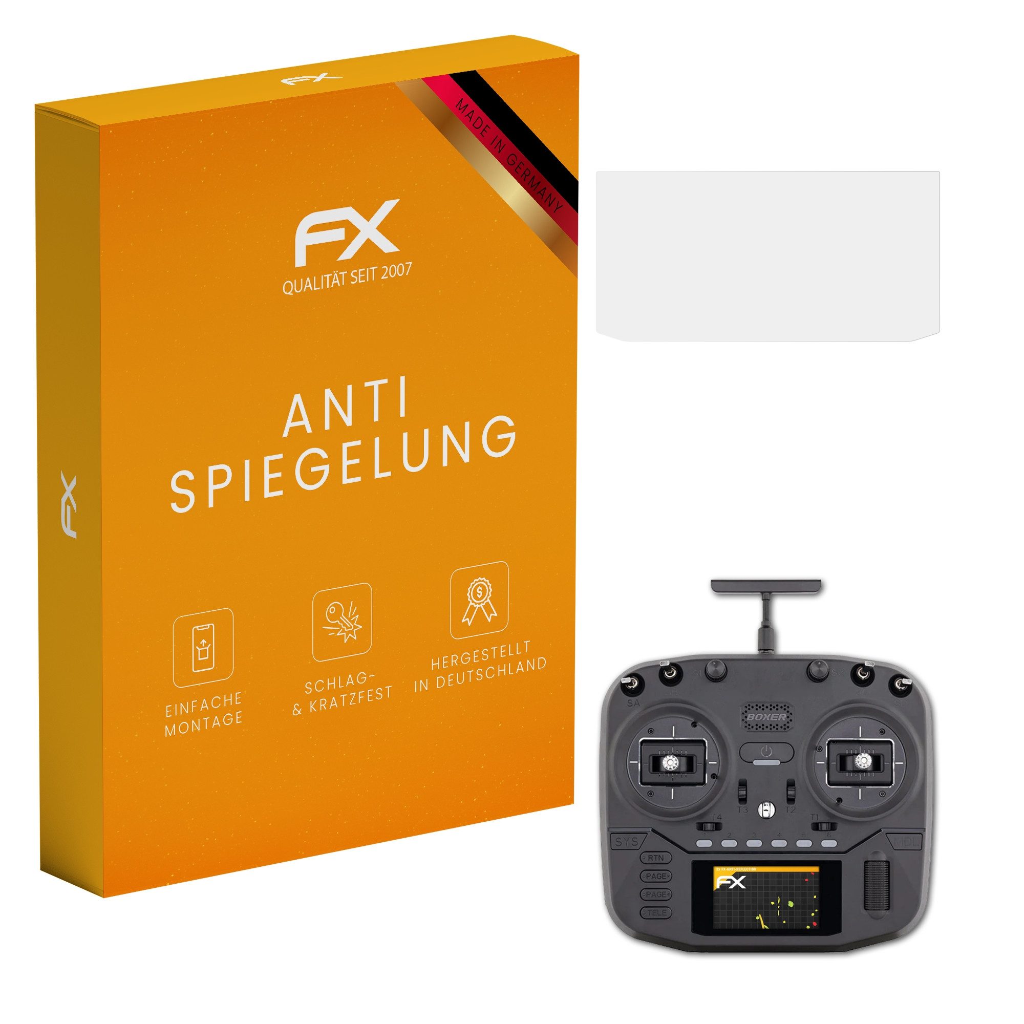 atFoliX Schutzfolie für Radiomaster Boxer, (3 Folien), Entspiegelnd und stoßdämpfend