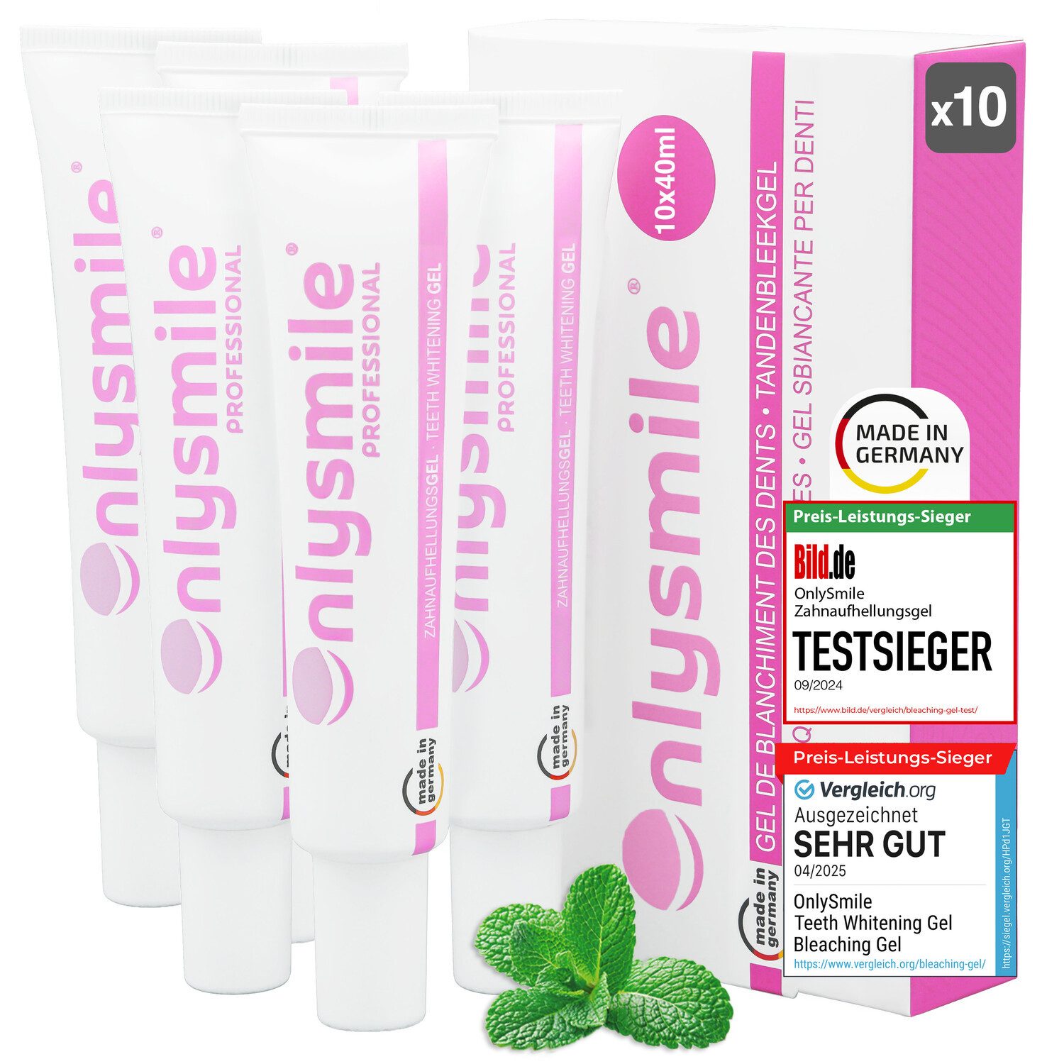 OnlySmile Zahnbleaching-Gel Zahnaufhellung Gel - Testsieger - Teeth Whitening Gel für Weiße Zähne, Zahnaufhellung, Bleaching Gel, Aufhellen, Weiße Zähne