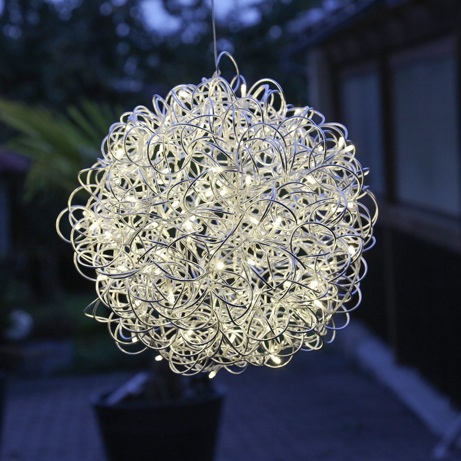 MARELIDA LED Kugelleuchte LED 3D Drahtkugel SPHERE Leuchtkugel Ball 30cm  50LED Aluminium Draht für Außen, LED Classic, warmweiß (2100K bis 3000K)