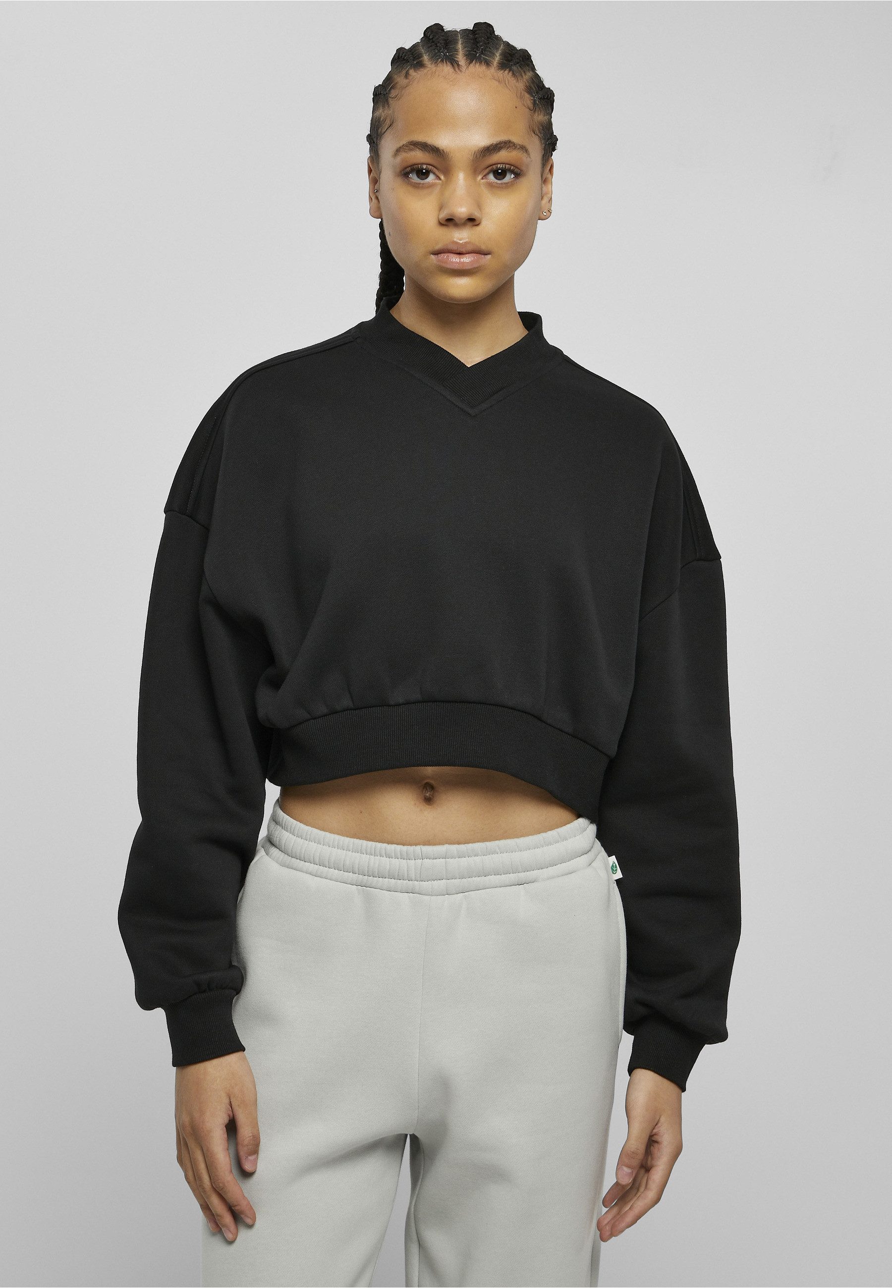 URBAN CLASSICS Sweater Urban Classics Damen Ladies Cropped V-Neck