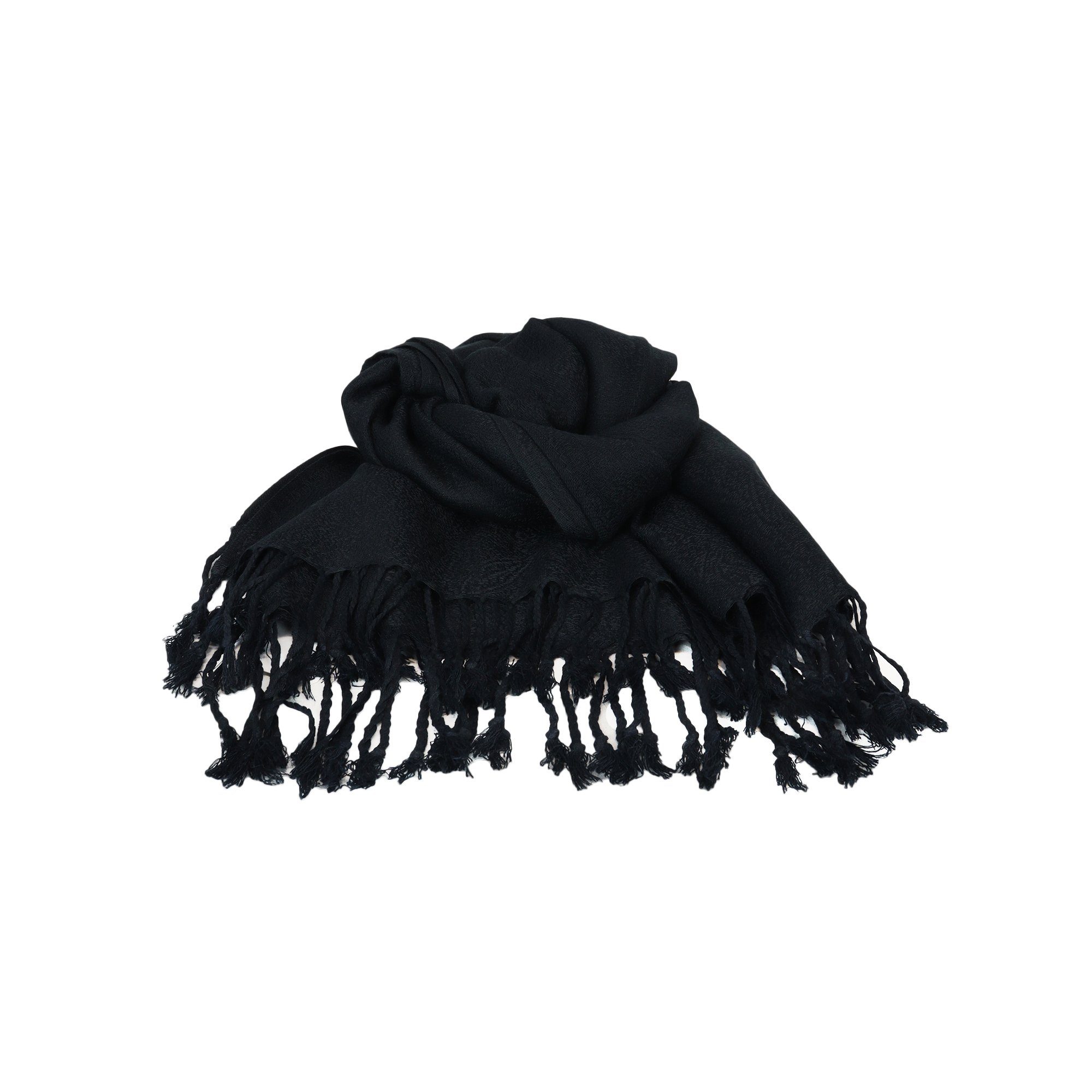 ZEBRO Modeschal Schal, schwarz Fransen