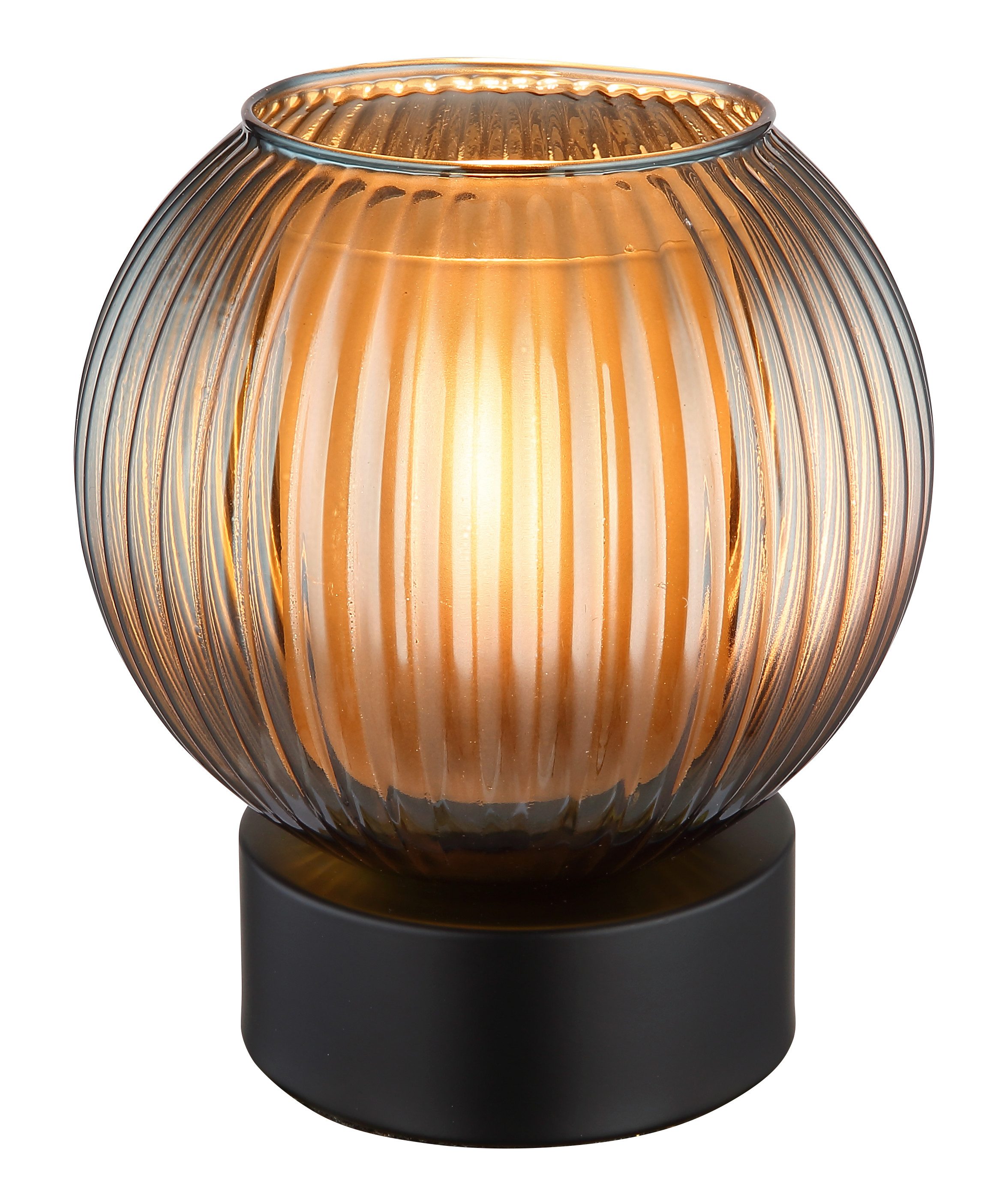 GLOBO LIGHTING Tischleuchte ZUMBA, ohne Leuchtmittel, Tischlampe Glaskugel bronzefarben Schlafzimmer Flur Wohnzimmer