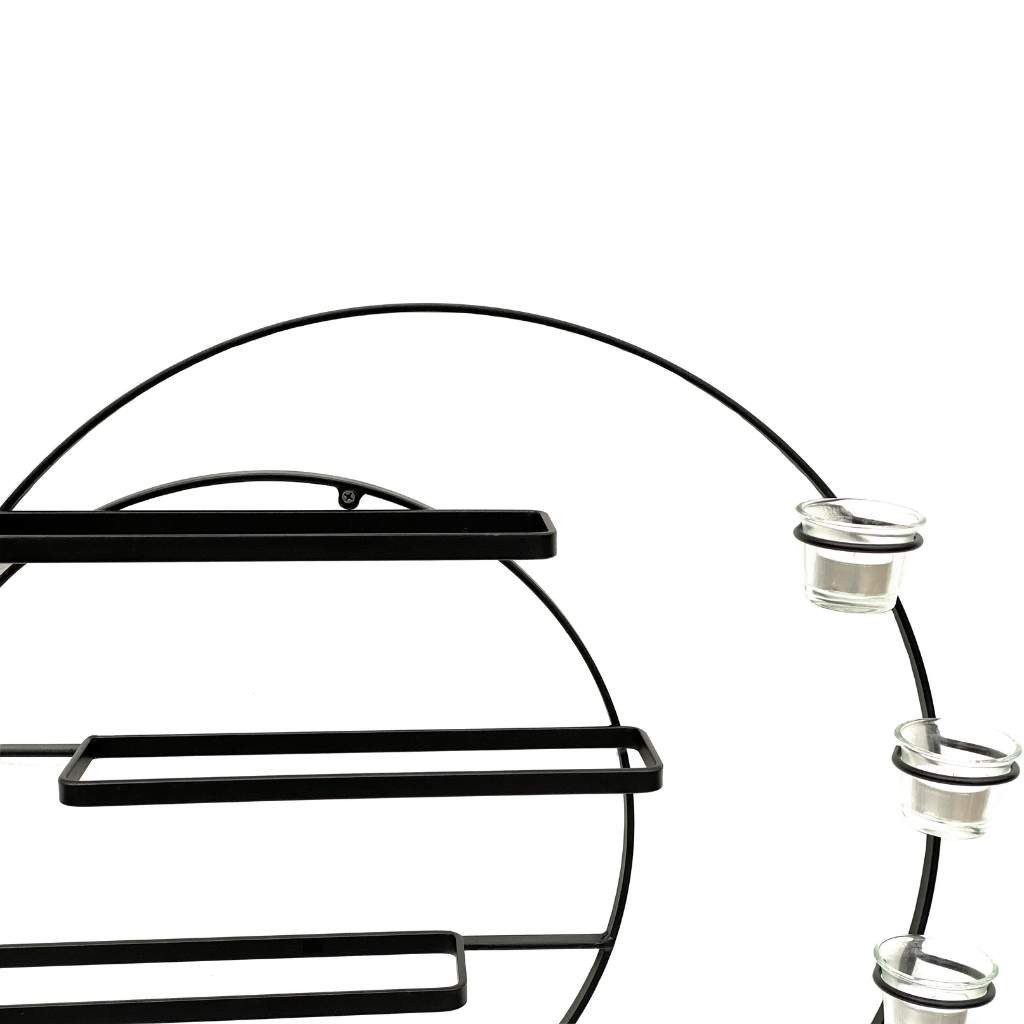 DanDiBo Weinregal für 4 Flaschen und Teelichter Metall 55 cm Wand Schwarz Vivace 96214, Inklusive 4 x Teelichtgläser und Befestigungsmaterial