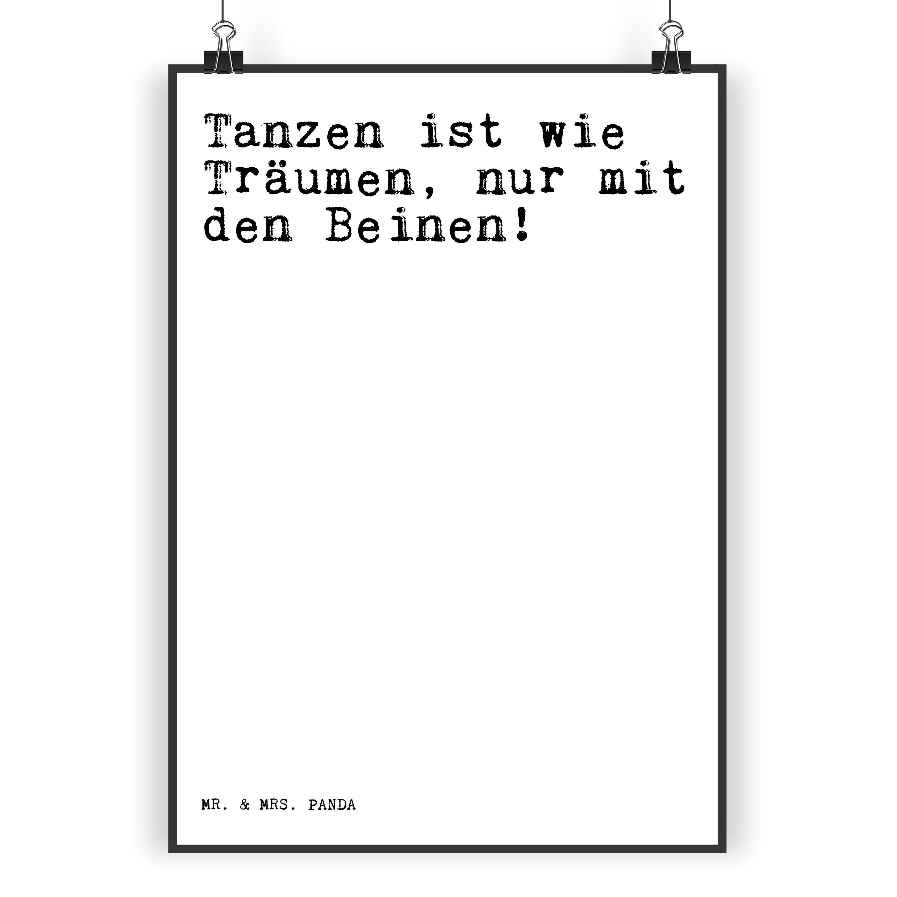 Mr. & Mrs. Panda Poster »Tanzen ist wie Träumen,... Weiß Zitat