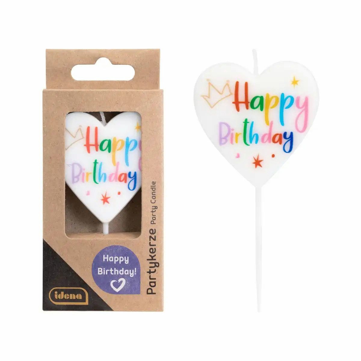 Idena Geburtstagskerze Idena Partykerze Happy Birthday – Herzform Tortenkerze