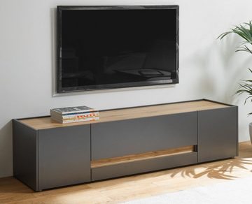 Furn.Design Lowboard Center (TV Unterschrank in grau mit Eiche, Breite 170 cm), viel Stauraum