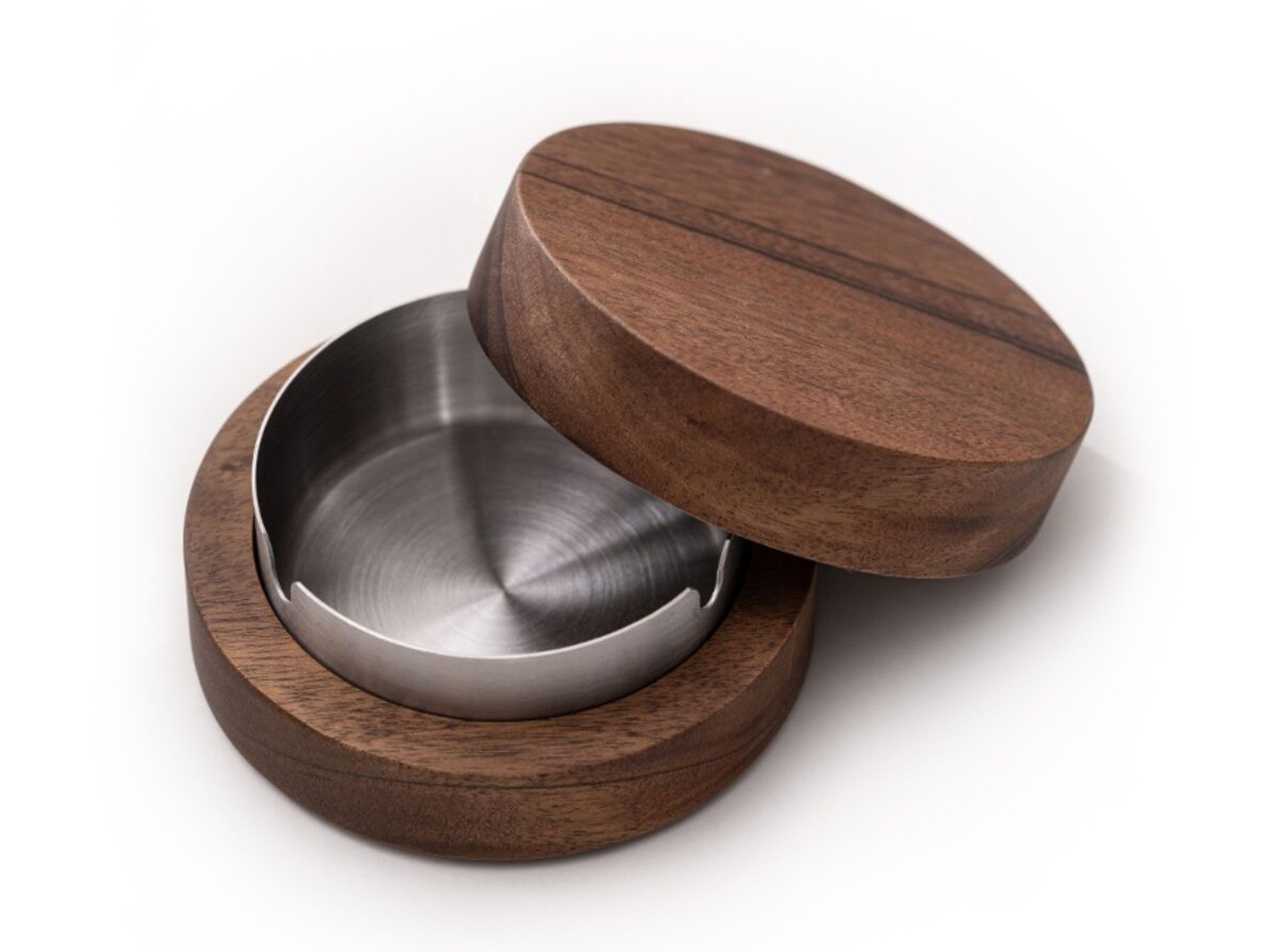 SeedWave Попільнички Walnussholz Попільнички, Metall-Aschefänger mit 3 Halterschlitzen