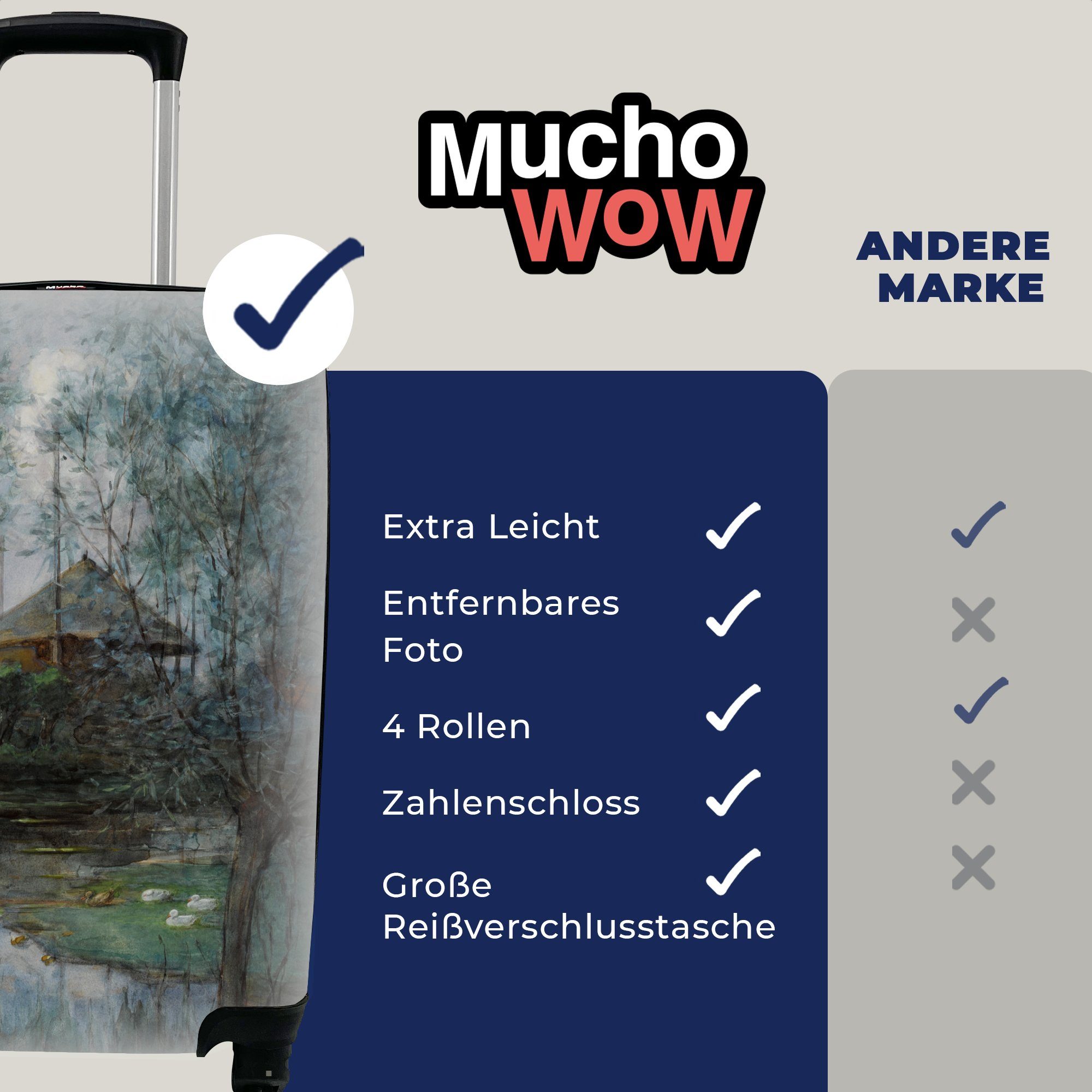 MuchoWow Handgepäckkoffer Heuhaufen - 4 für Reisekoffer Trolley, Ferien, Rollen, Mondrian, Reisetasche Piet mit rollen, Handgepäck