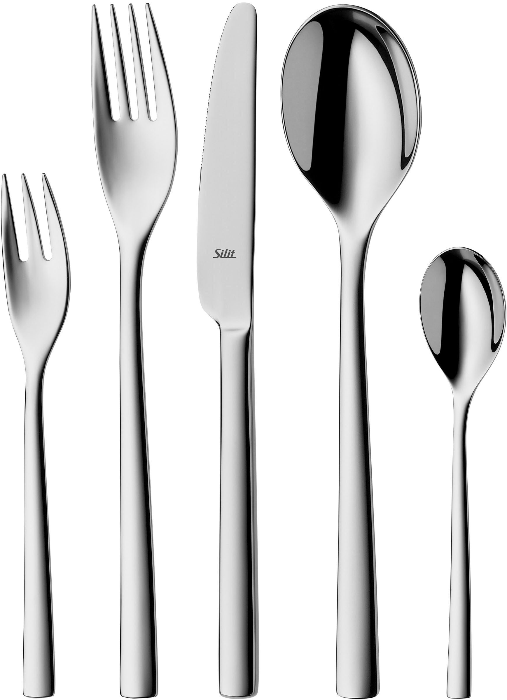 Silit Besteck-Set Trend (30-tlg), 6 Personen, Edelstahl 18/10, poliert, Crominox: Edelstahl 18/10, Wellenschliff