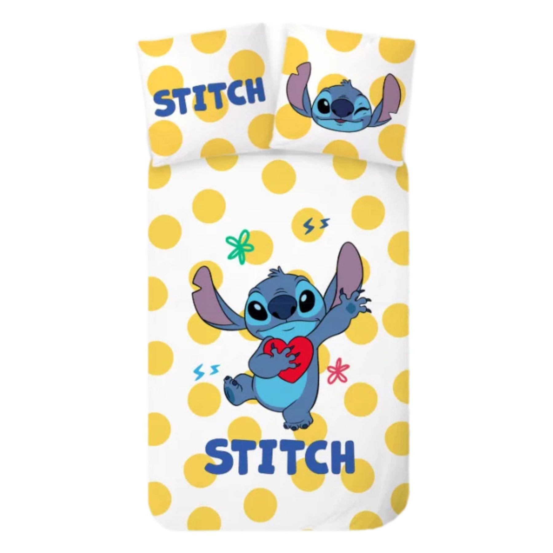 Disney Babybettwäsche Stitch Baumwolle Bettbezug Kissenbezug 100 x 135 cm 40 x 60 cm, Baumwolle