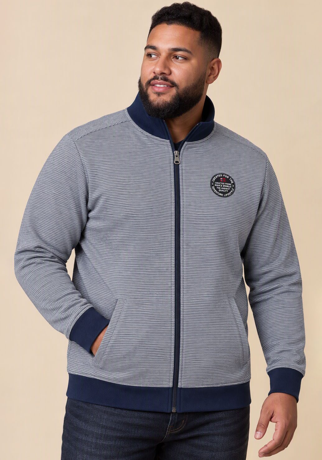 Man's World Plus Sweatjacke Regular Fit, mit normaler Länge, Langarm, aus Baumwolle und Polyester