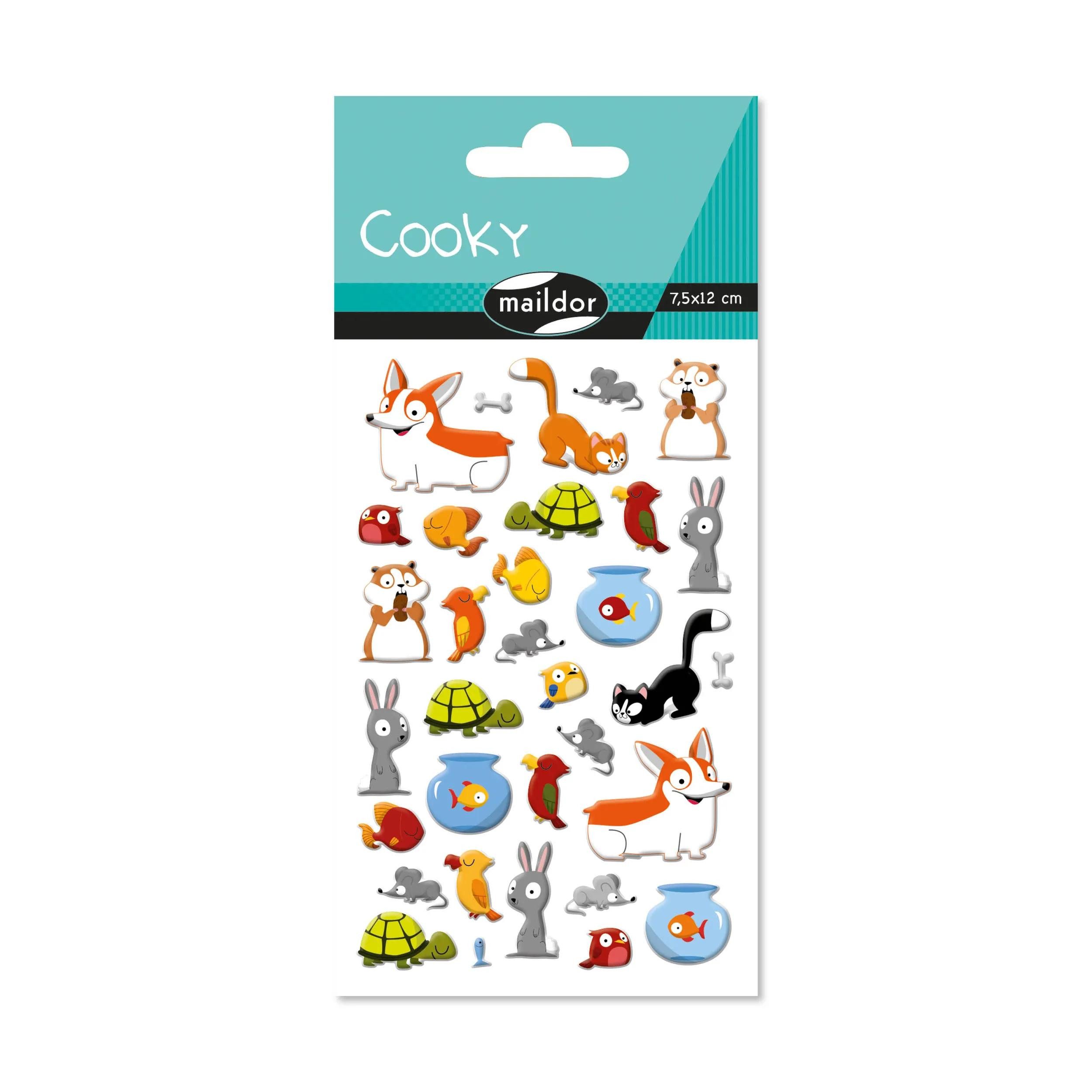 maildor Sticker 10x Cooky, 1 Stickerbogen 7,5x12cm, Haustiere - Mehrfarbig CY130C, 3D-Sticker