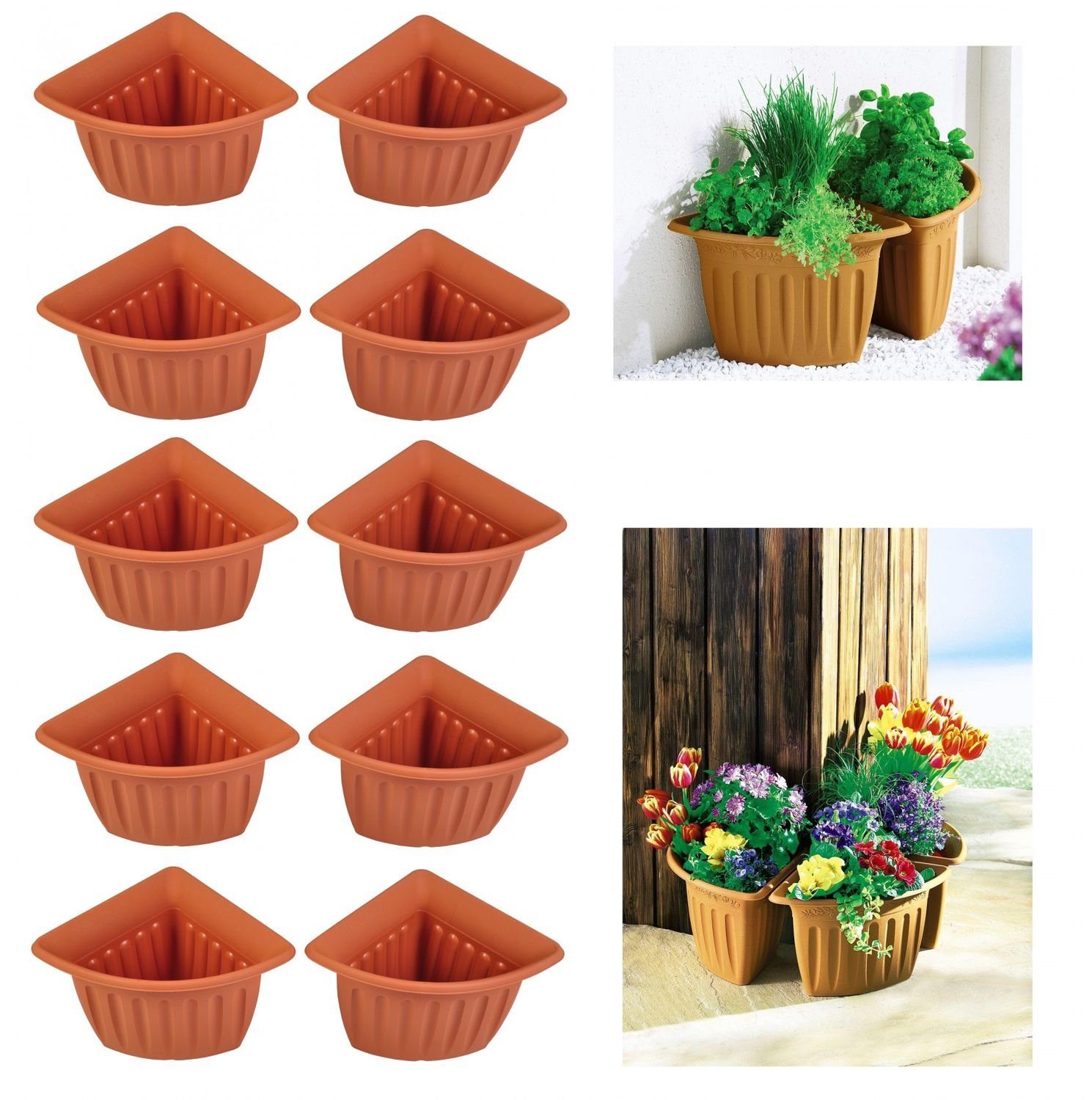 Paragon Pflanzkübel »10x EckBlumentopf Terrakotta Pflanztopf